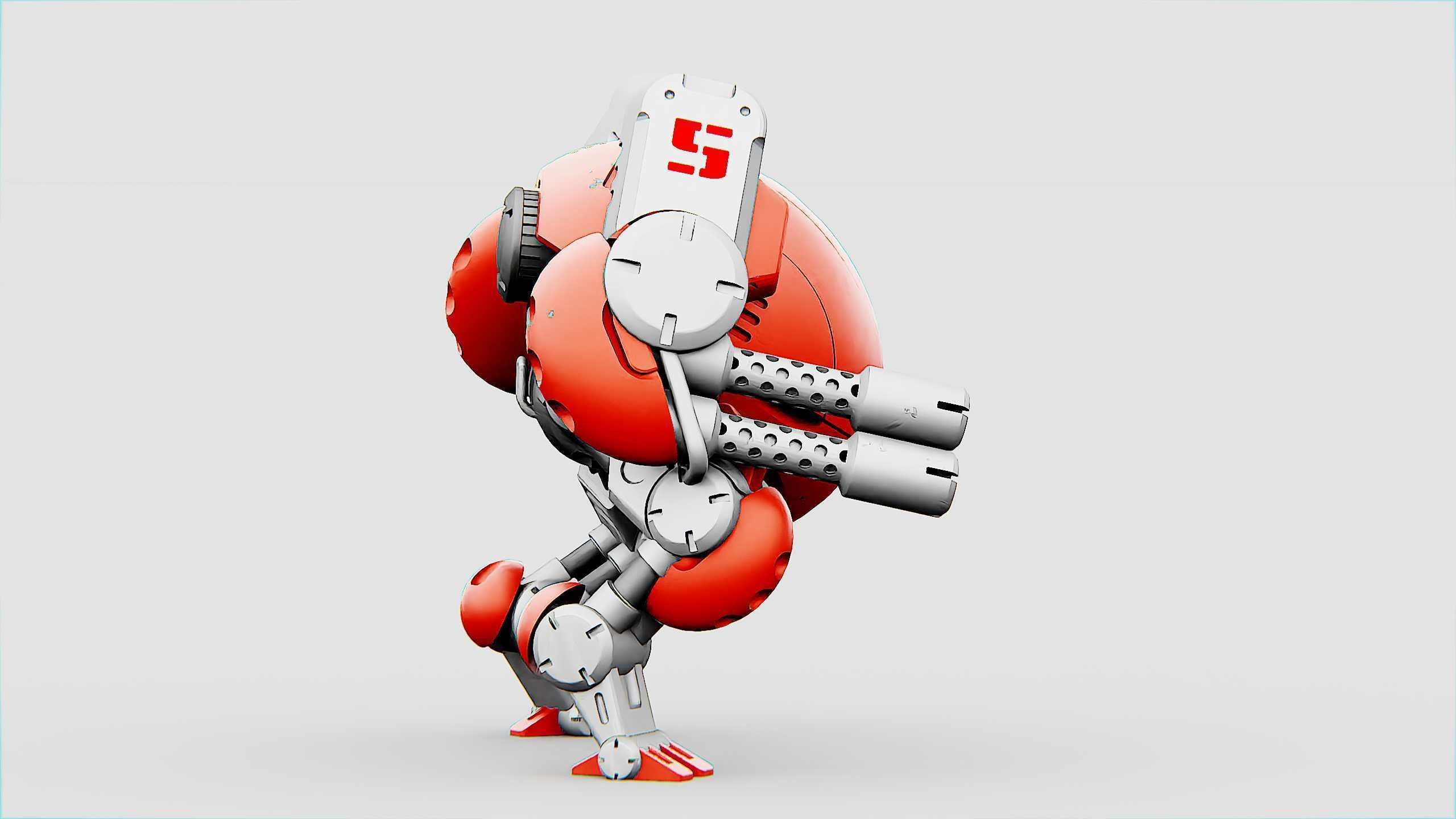 MILITARY BOT M-200 Rigged for Unreal Engine - Unity - MIXAMO 3D model_7