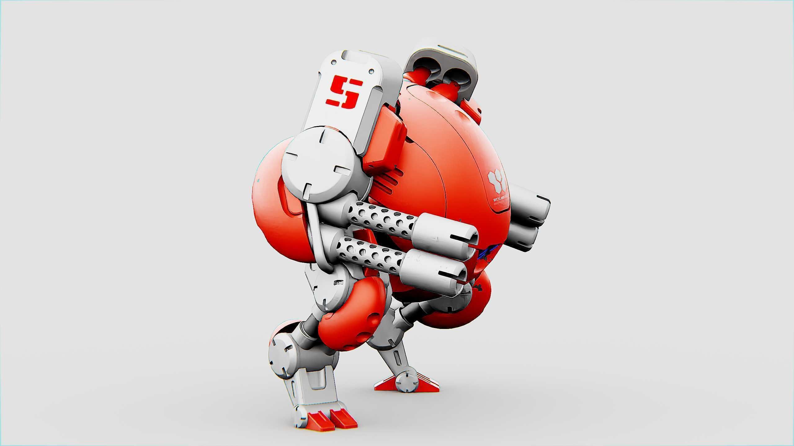 MILITARY BOT M-200 Rigged for Unreal Engine - Unity - MIXAMO 3D model_5