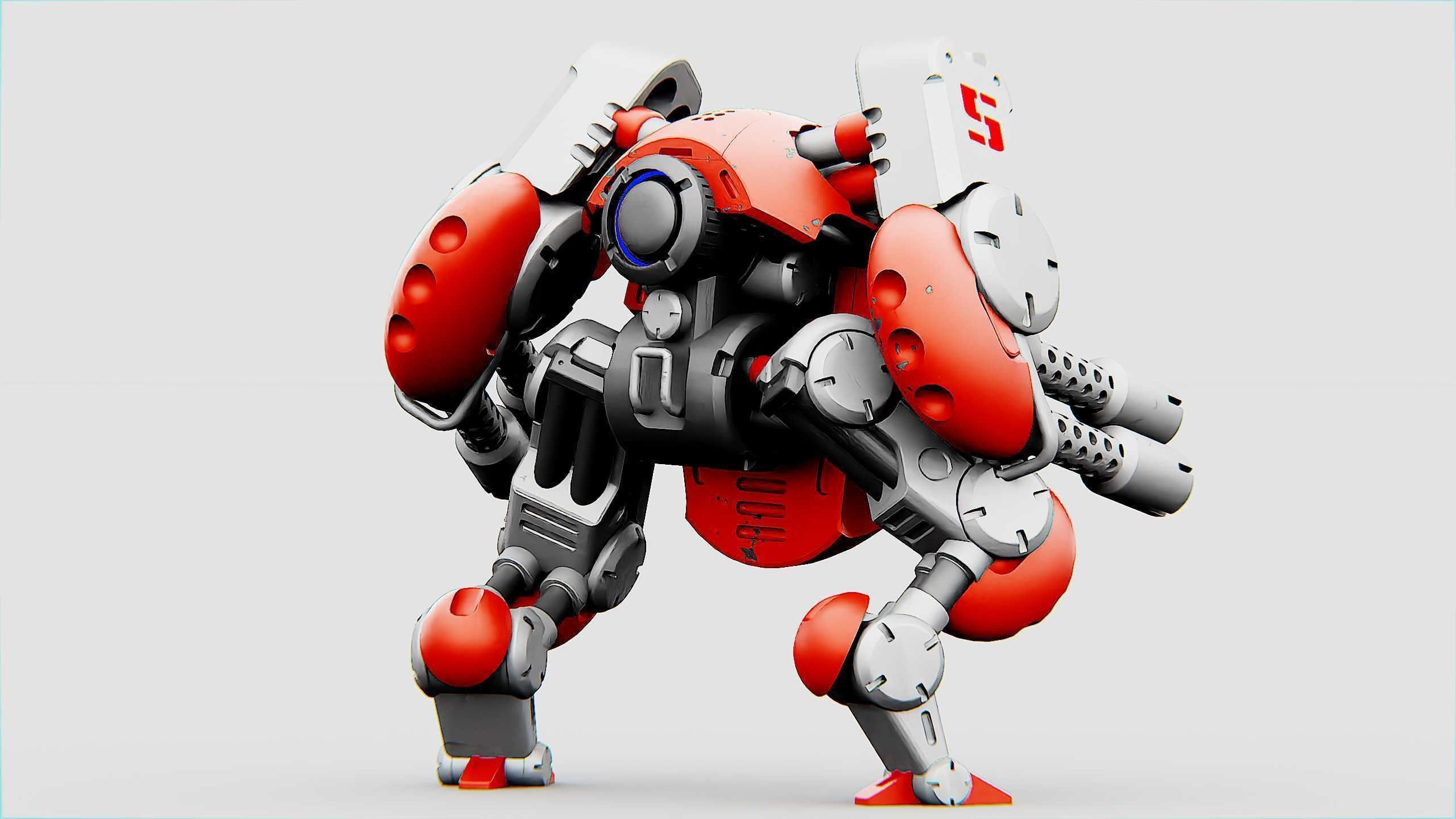 MILITARY BOT M-200 Rigged for Unreal Engine - Unity - MIXAMO 3D model_10
