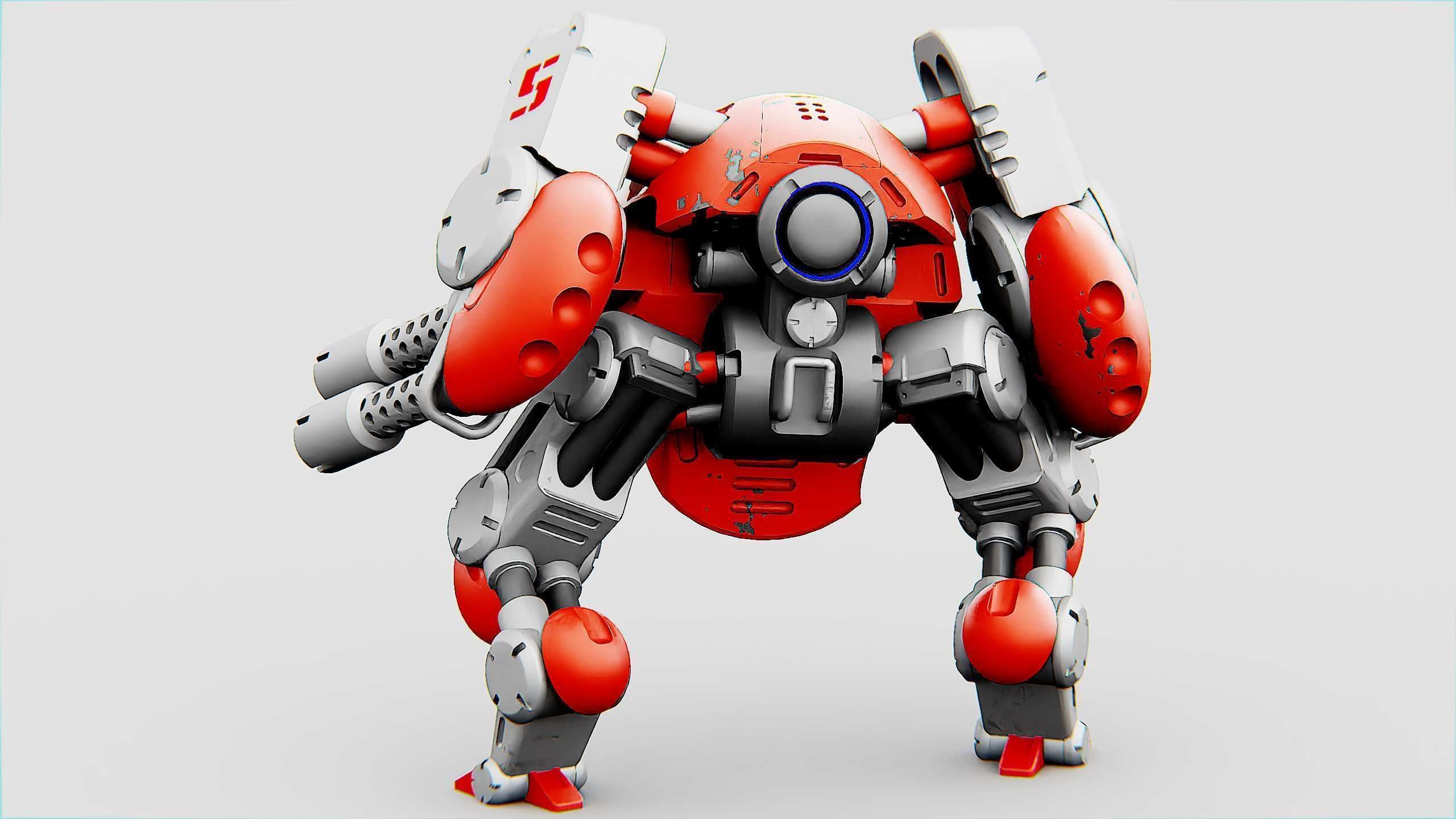 MILITARY BOT M-200 Rigged for Unreal Engine - Unity - MIXAMO 3D model_13