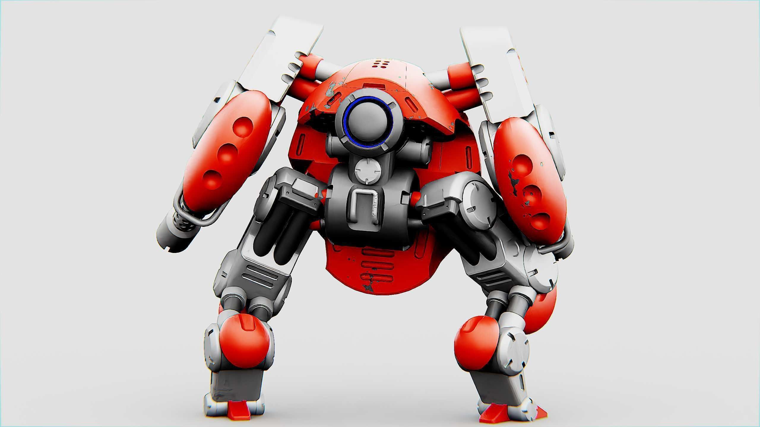 MILITARY BOT M-200 Rigged for Unreal Engine - Unity - MIXAMO 3D model_12