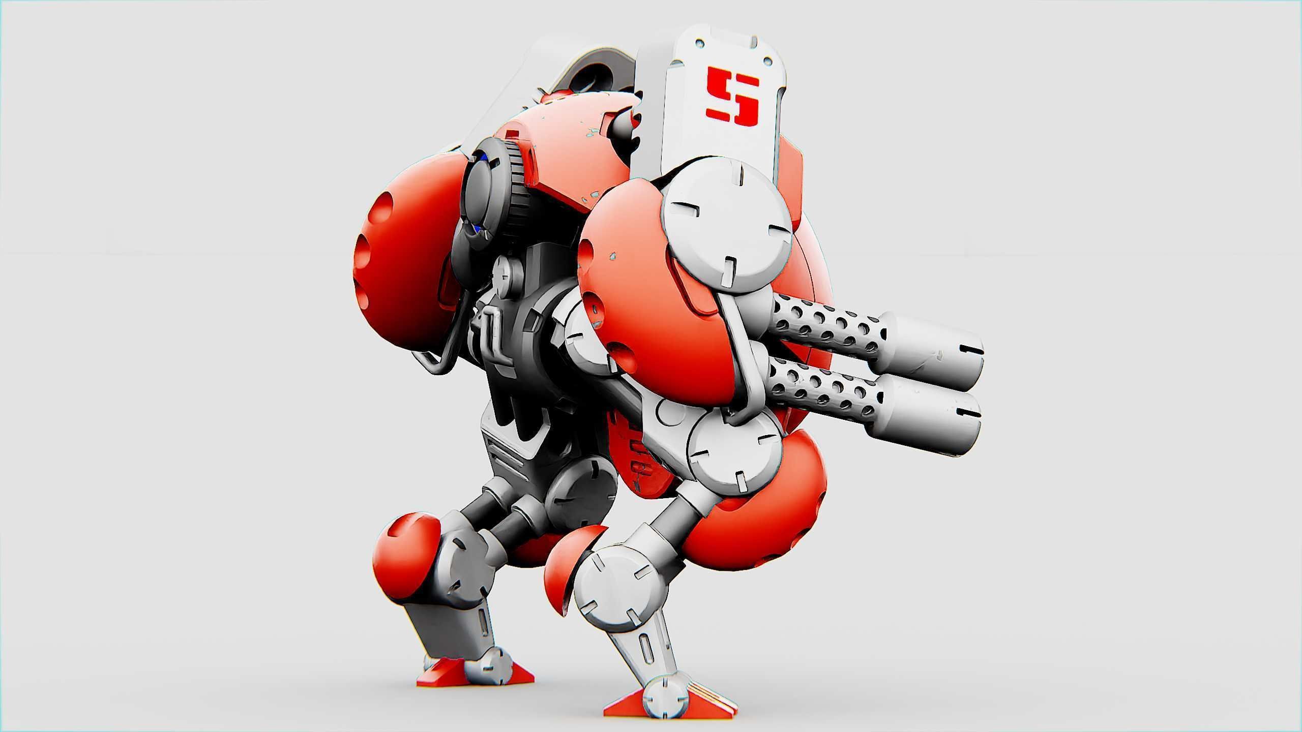 MILITARY BOT M-200 Rigged for Unreal Engine - Unity - MIXAMO 3D model_8