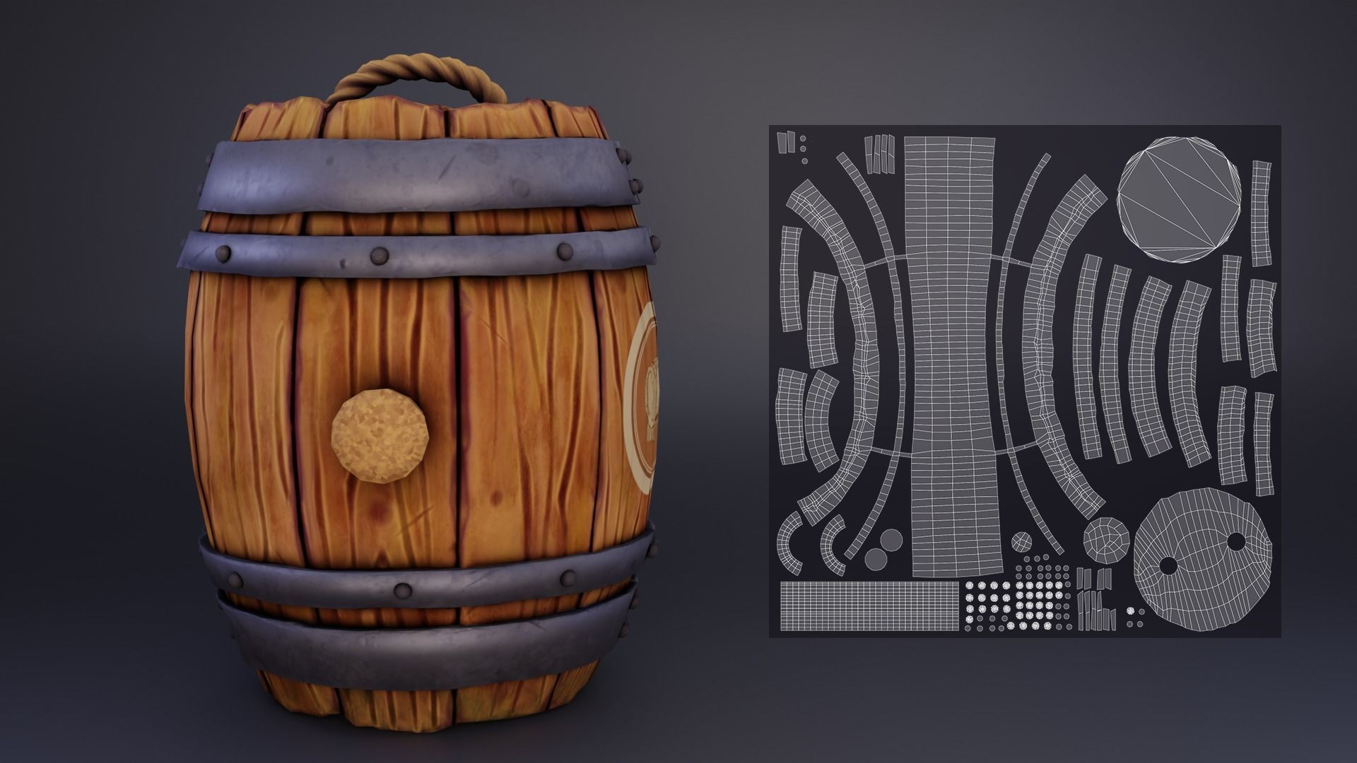 Stylised Barrels Low-poly 3D model_5