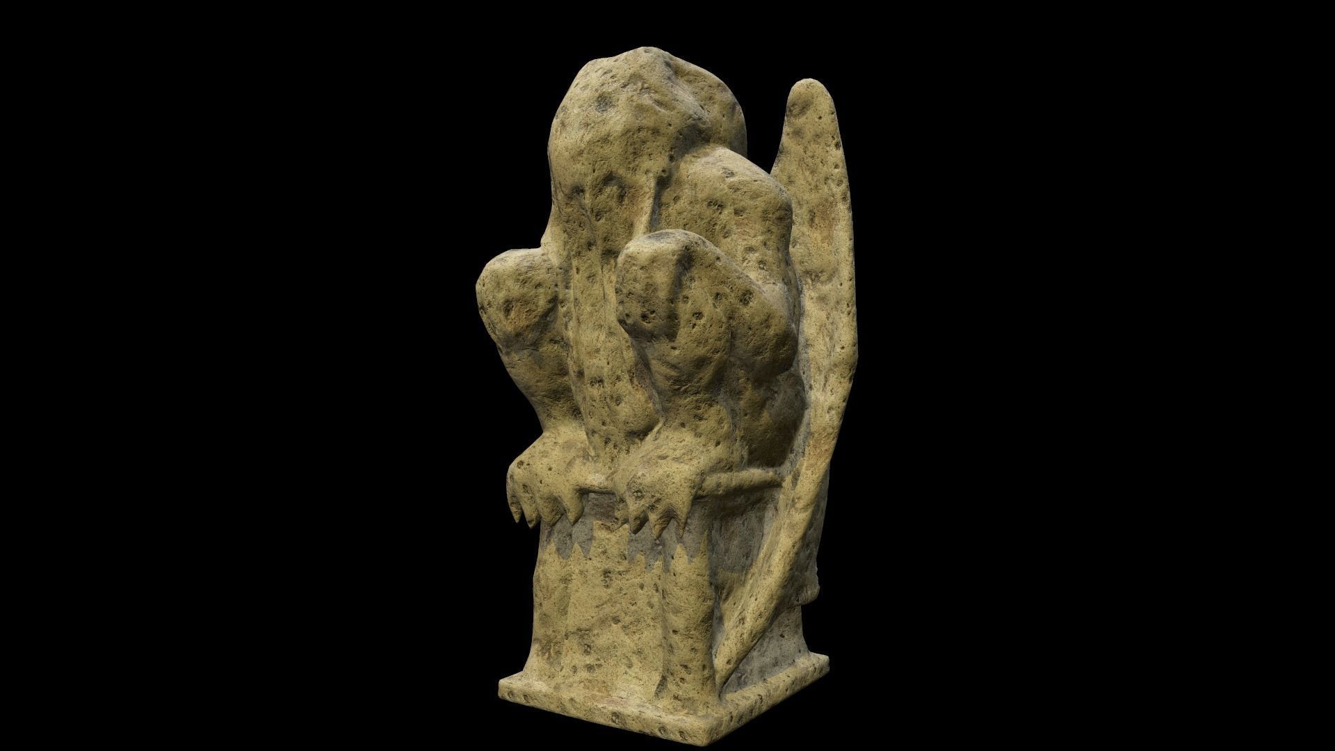 Statue Stone Medieval Low-poly 3D model_3