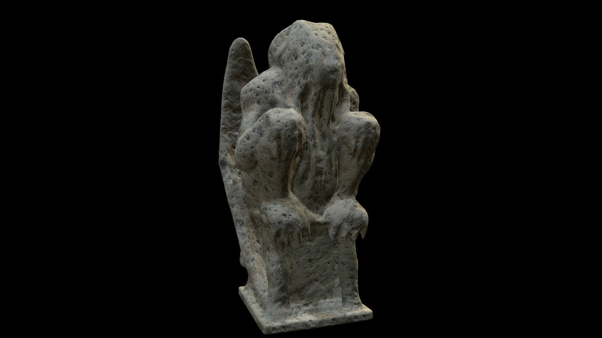 Statue Stone Medieval Low-poly 3D model_12