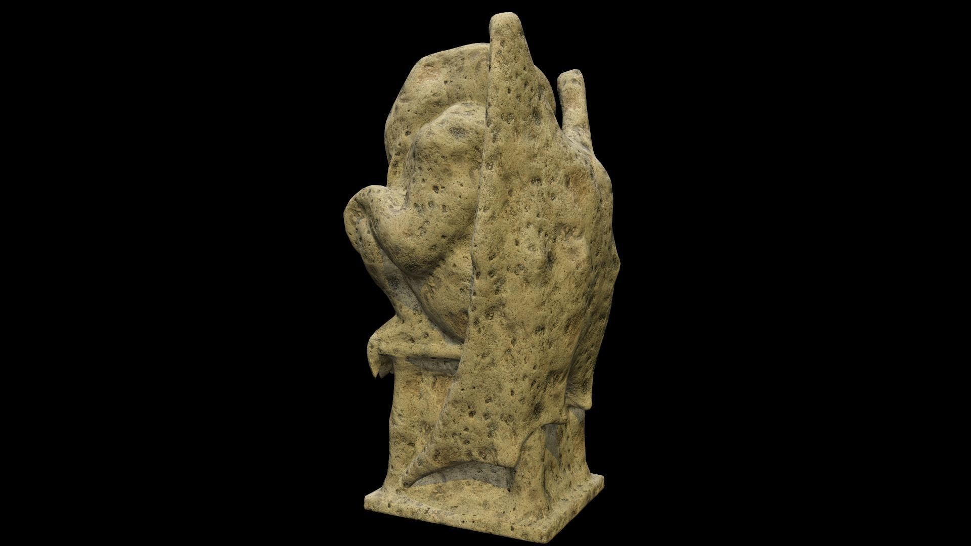 Statue Stone Medieval Low-poly 3D model_5