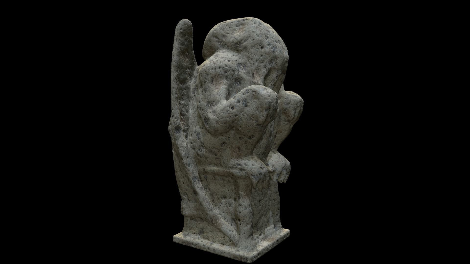 Statue Stone Medieval Low-poly 3D model_11