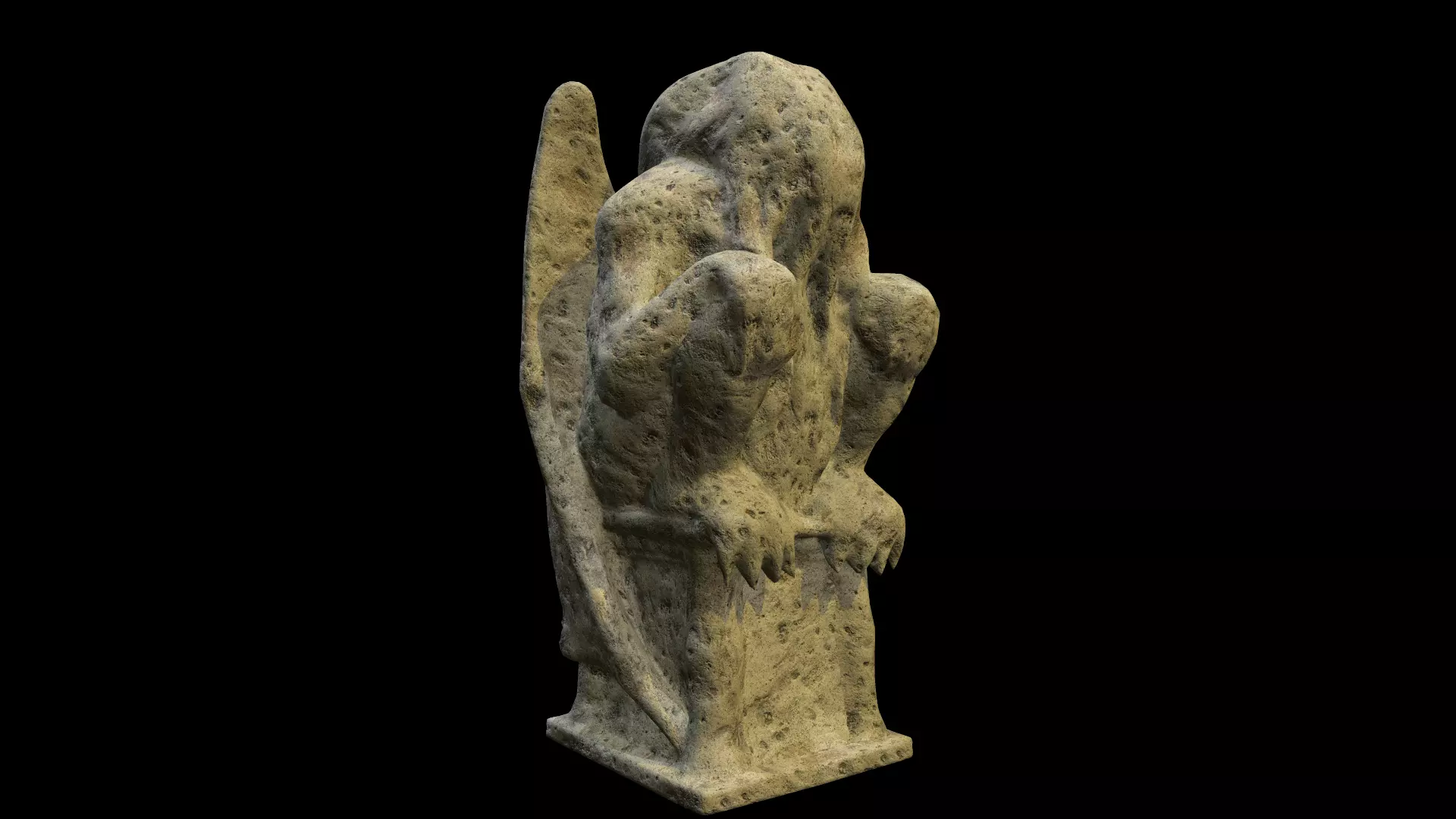 Statue Stone Medieval Low-poly 3D model_0