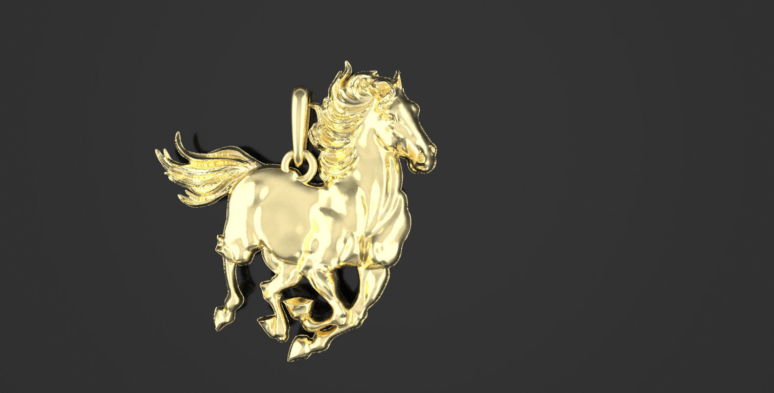horse pendant 3D print model_2