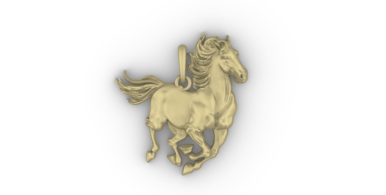 horse pendant 3D print model_5