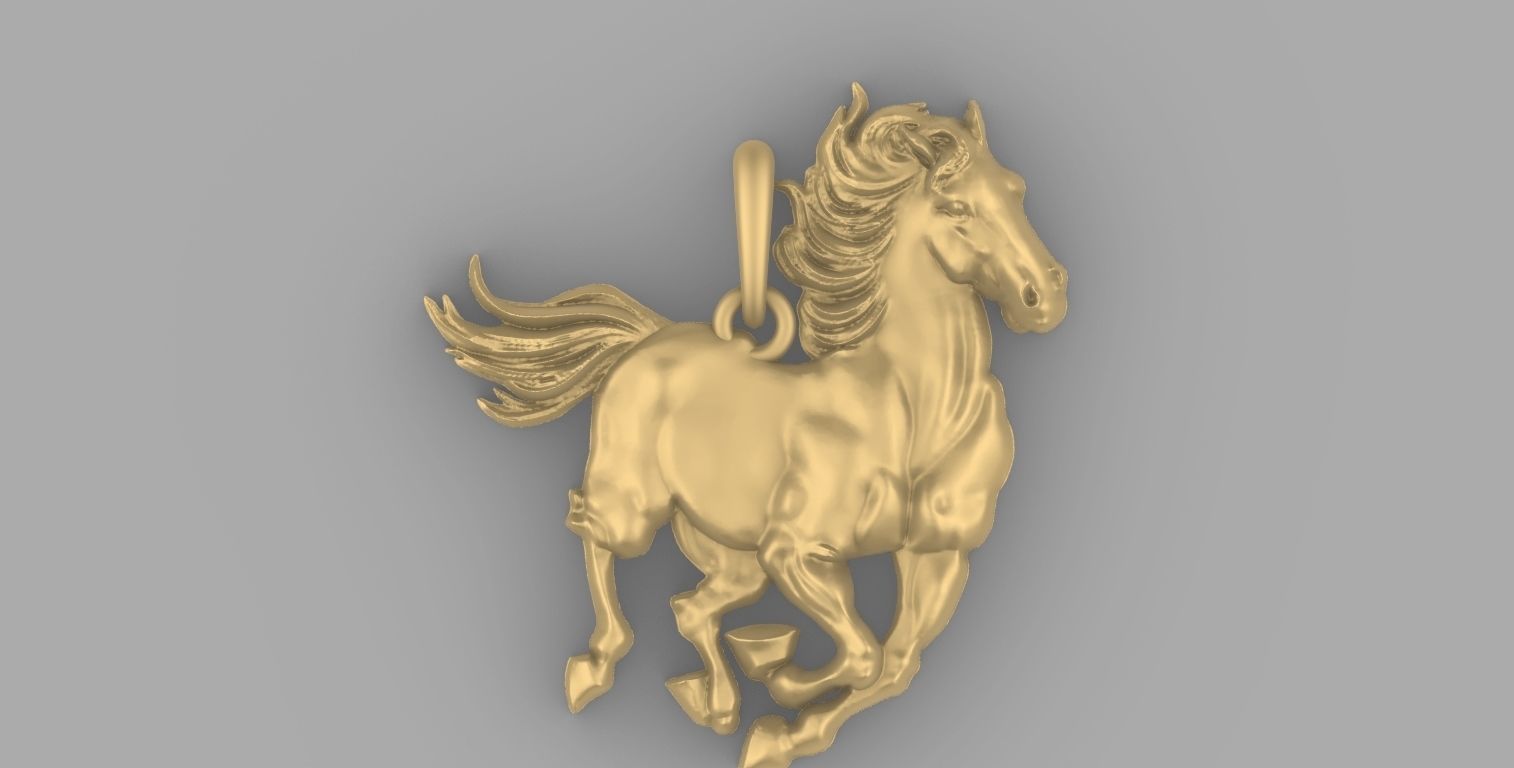 horse pendant 3D print model_4