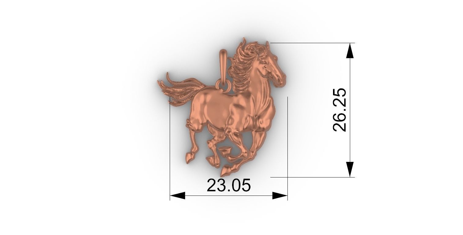 horse pendant 3D print model_9