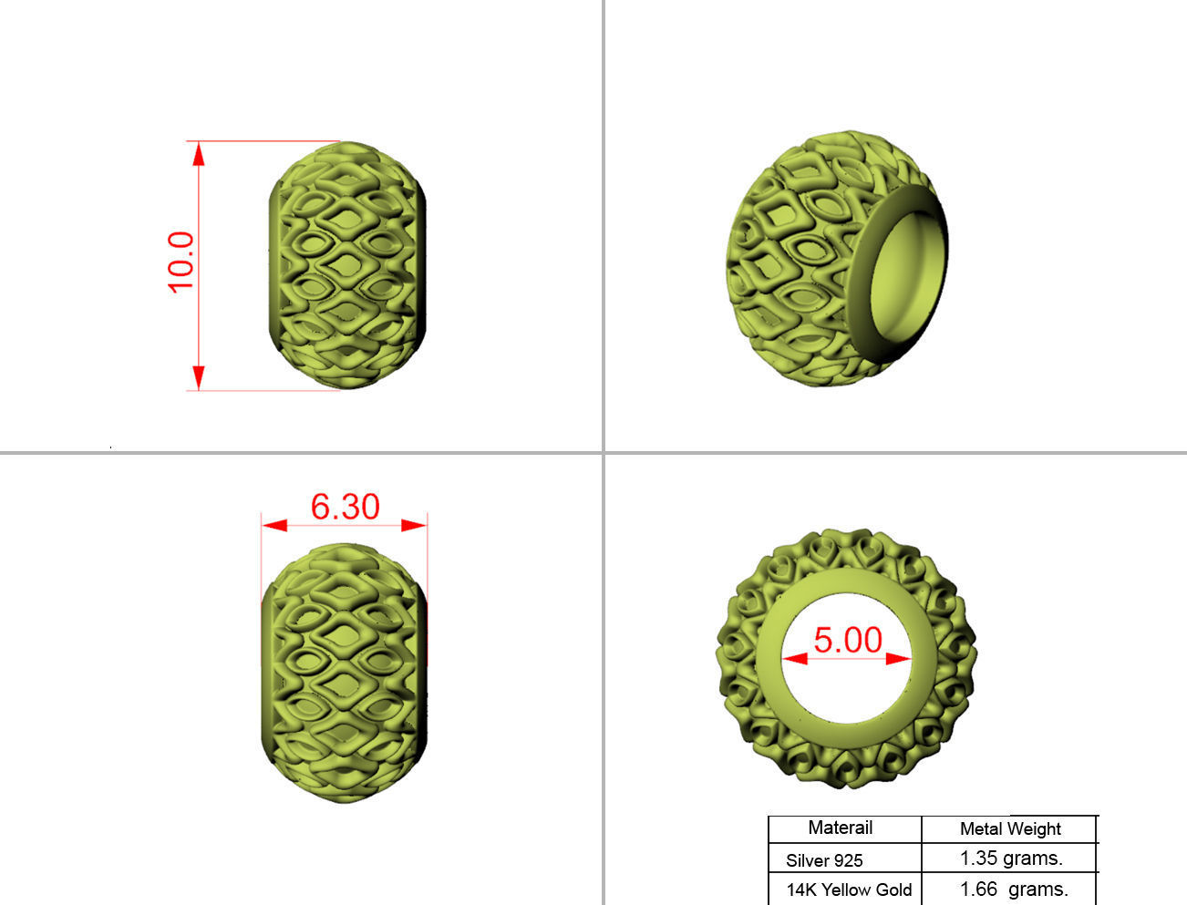 Bali Bead charm print 3D model 3D print model_1