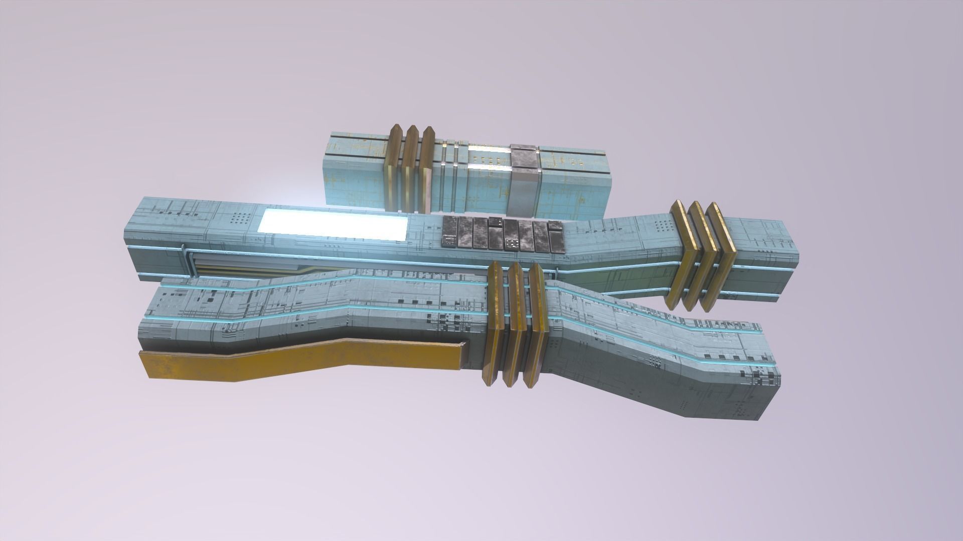 Low poly modular buildings Ski-Fi Low-poly 3D model_21
