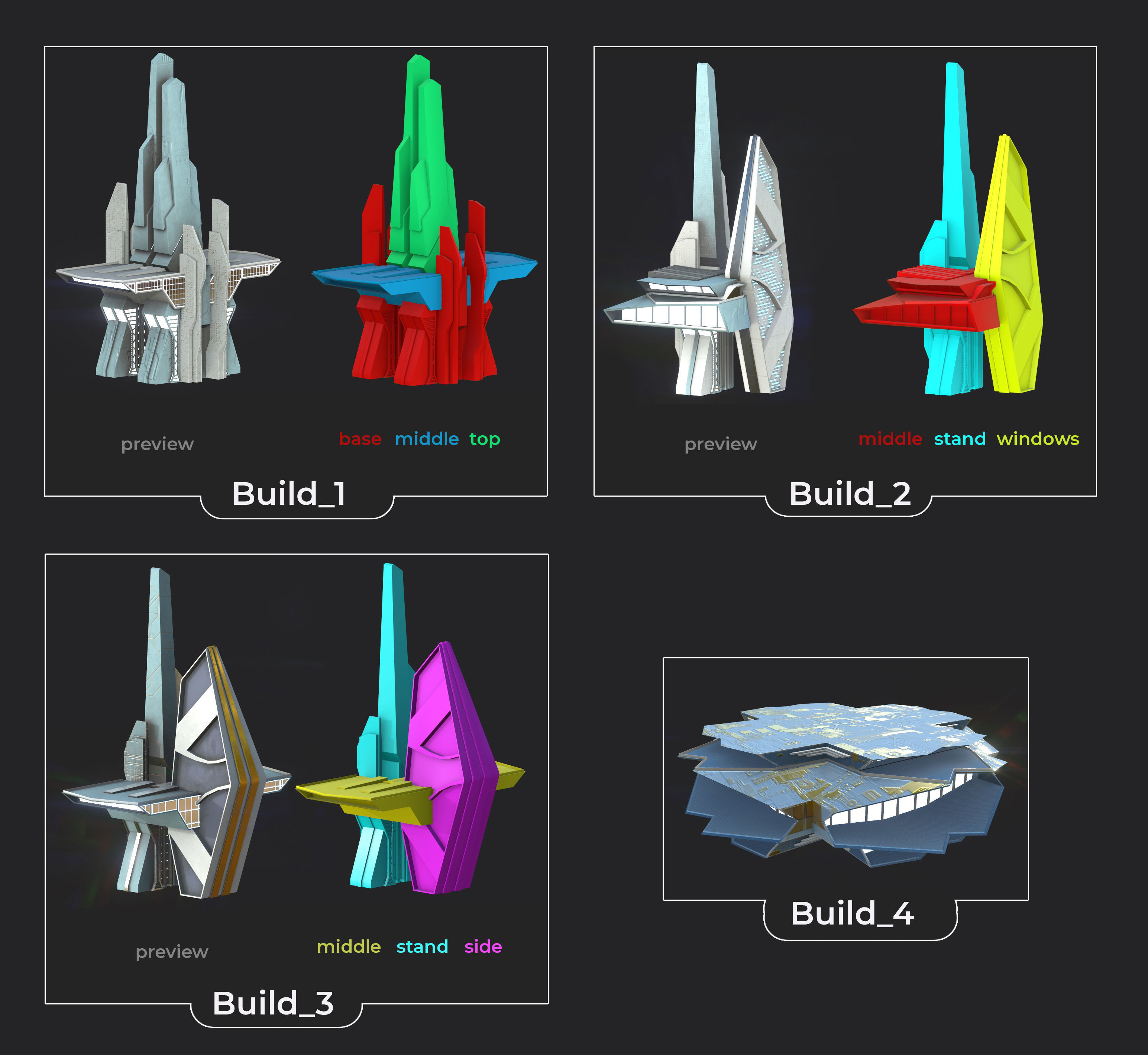 Low poly modular buildings Ski-Fi Low-poly 3D model_18