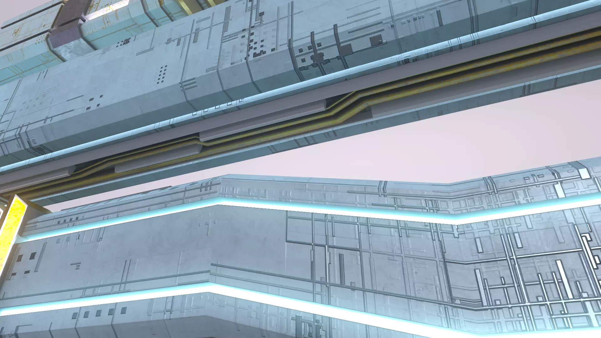 Low poly modular buildings Ski-Fi Low-poly 3D model_0
