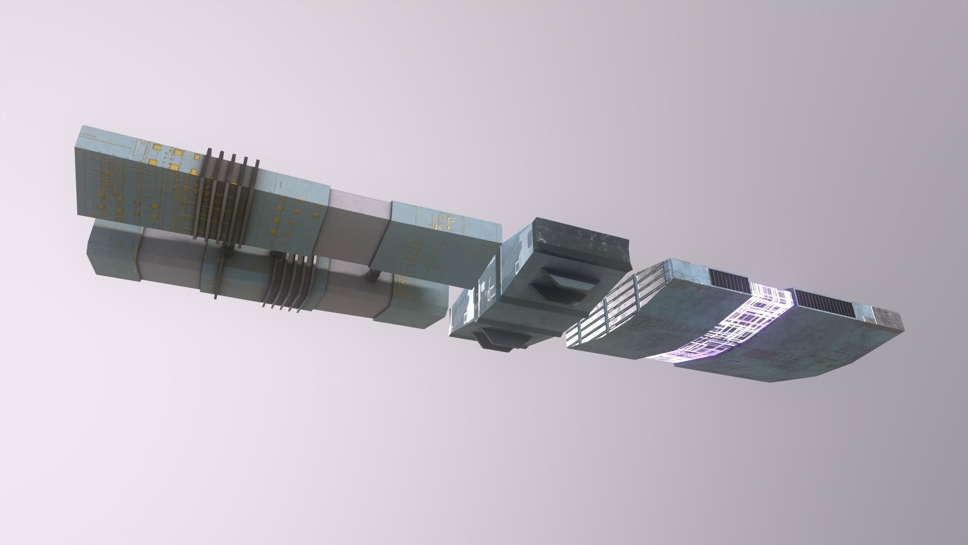 Low poly modular buildings Ski-Fi Low-poly 3D model_19