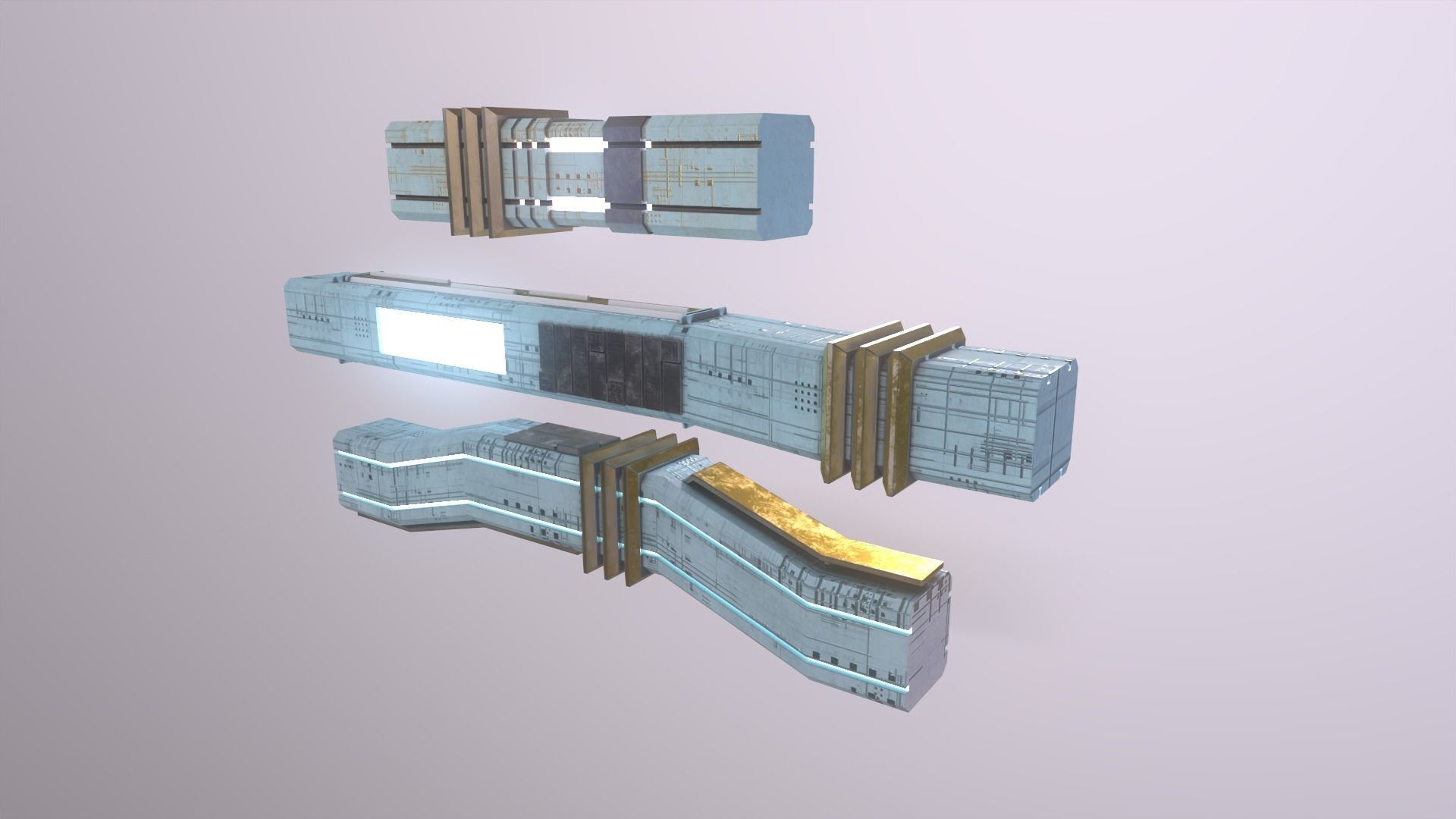 Low poly modular buildings Ski-Fi Low-poly 3D model_20