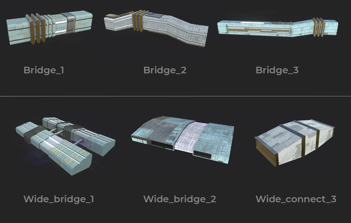 Low poly modular buildings Ski-Fi Low-poly 3D model_17