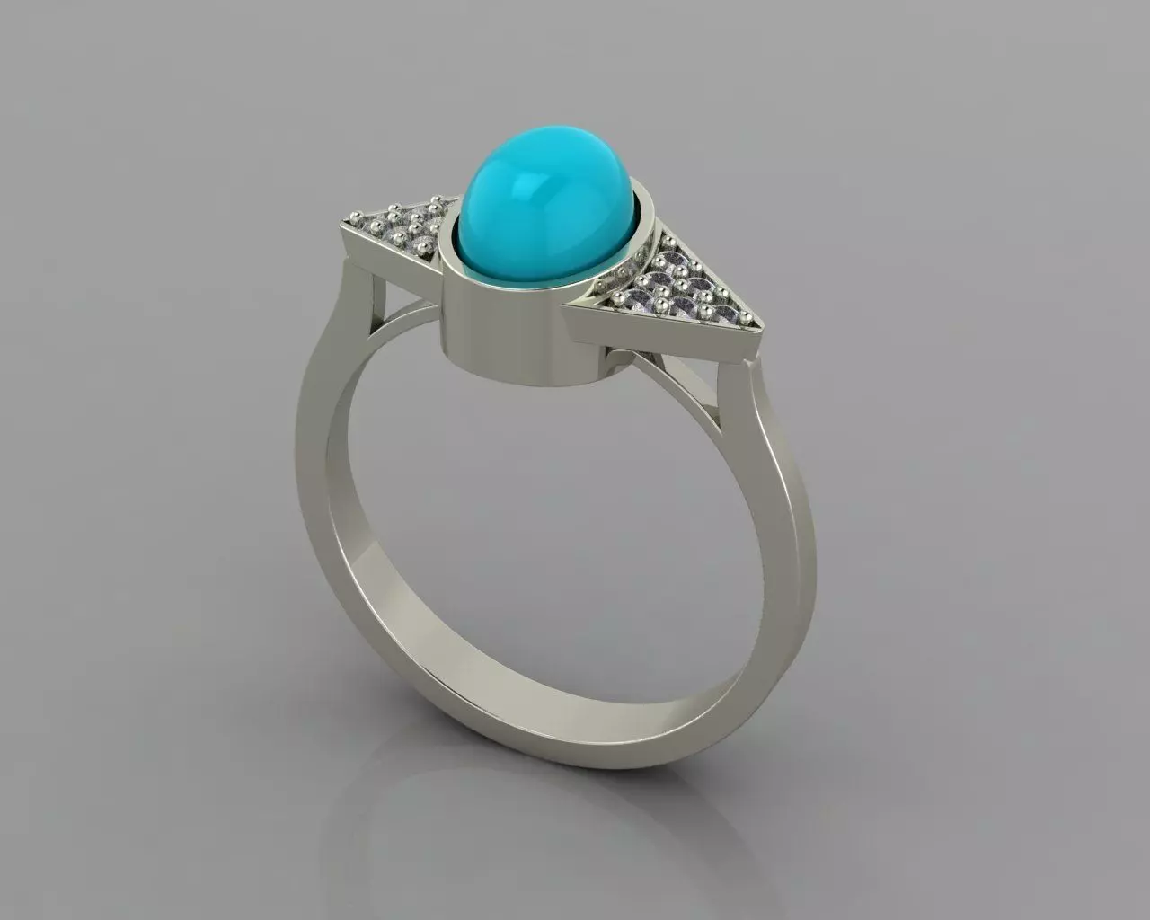 Jewel and turquoise ring 3D print model