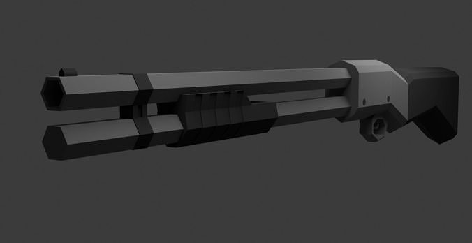 lowpoly shotgun Low-poly 3D model