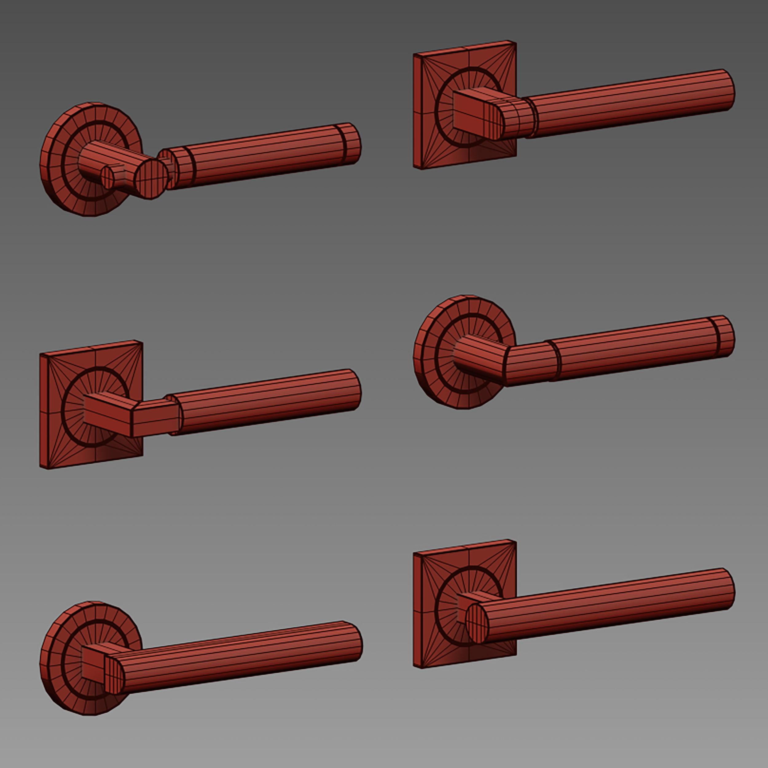 Door handle levers set 3D model_13