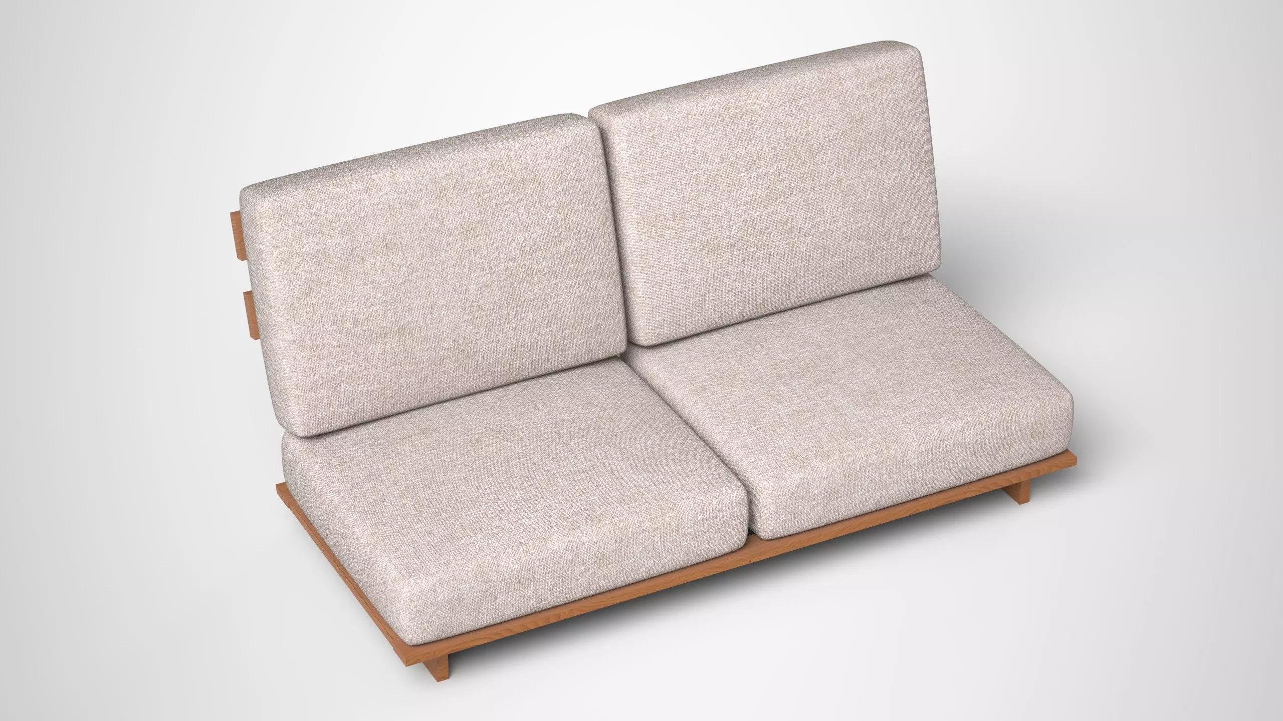 High-Quality Wood Sofa 3D Model Low-poly 3D model_0