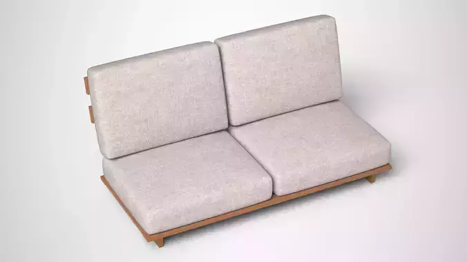 High-Quality Wood Sofa 3D Model Low-poly 3D model