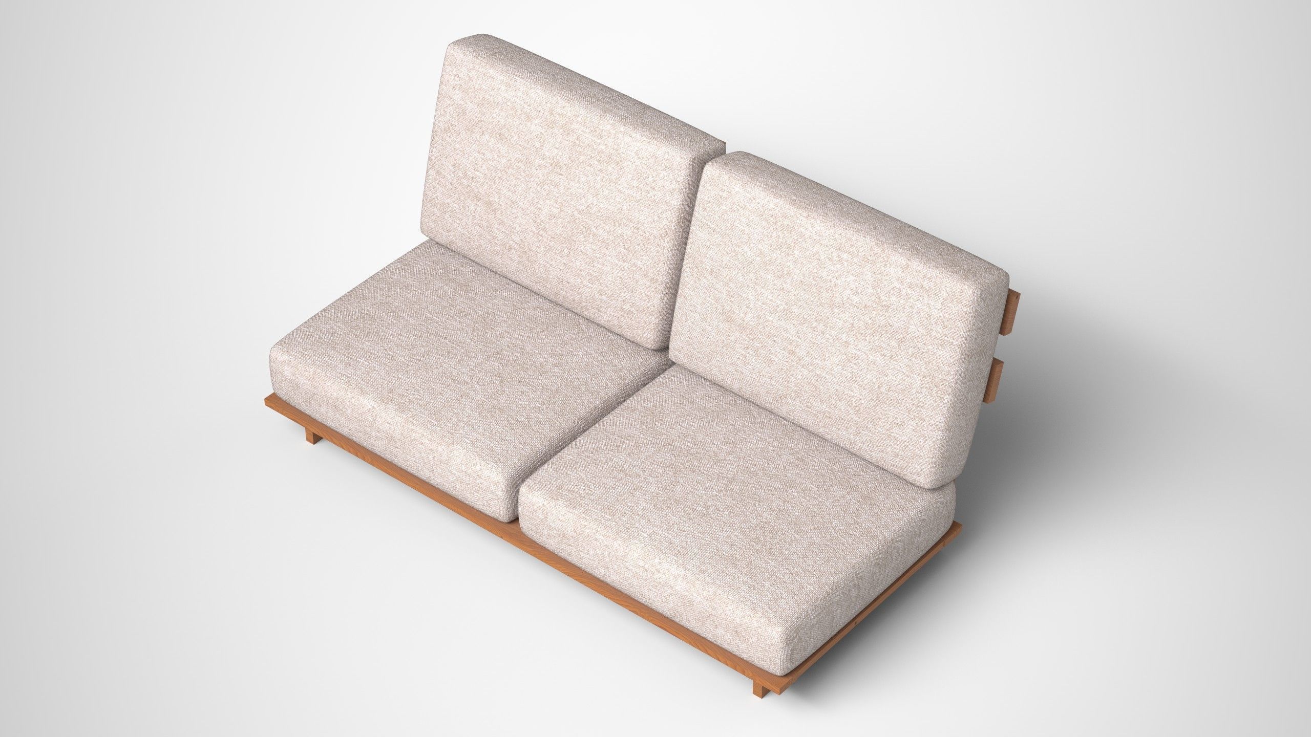 High-Quality Wood Sofa 3D Model Low-poly 3D model_1