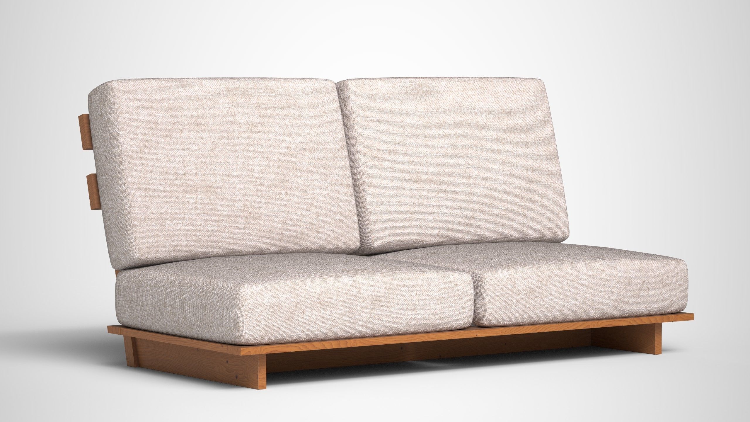 High-Quality Wood Sofa 3D Model Low-poly 3D model_3