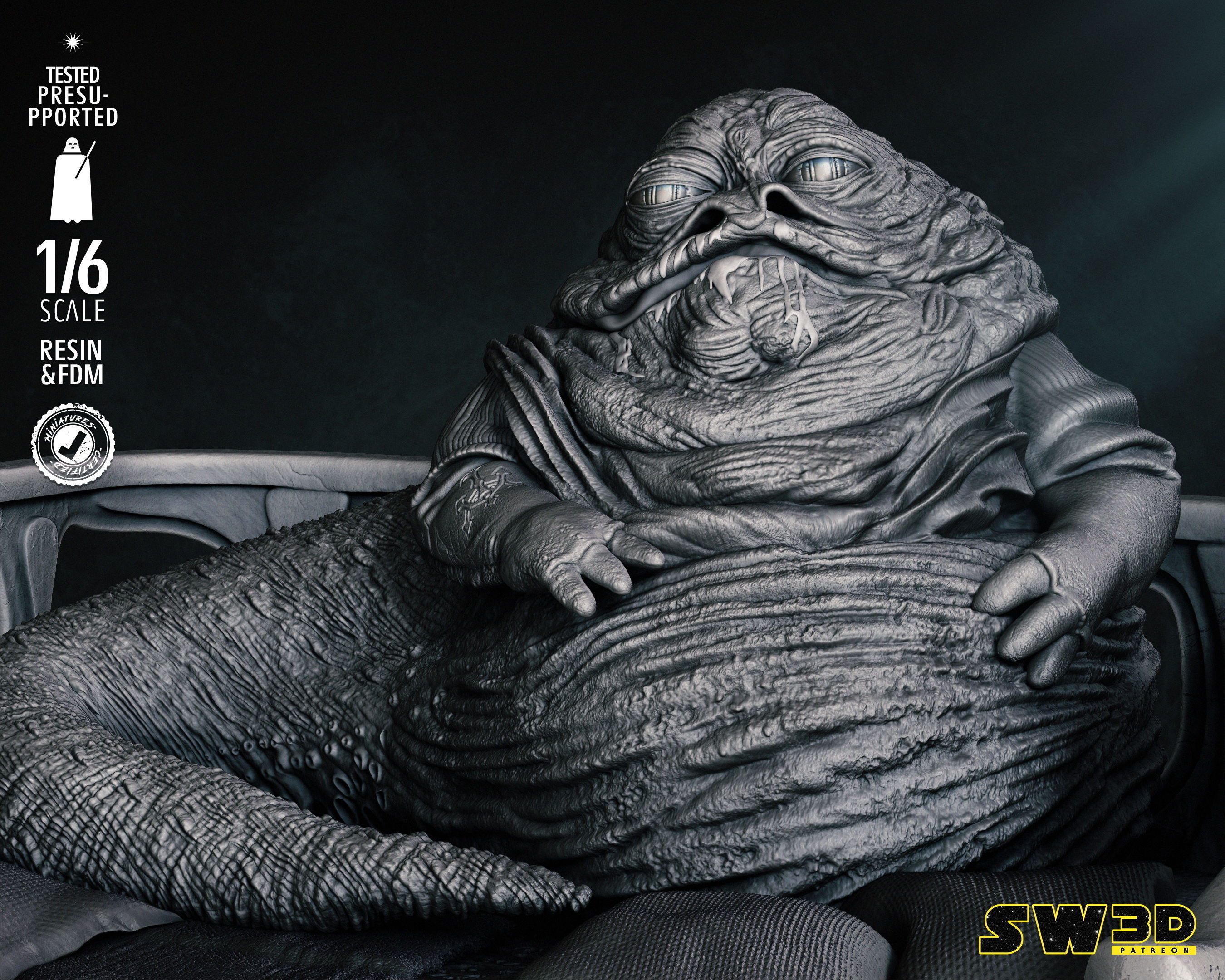 STAR WARS Jabba Sculpture Tested for 3D printing 3D print model_33