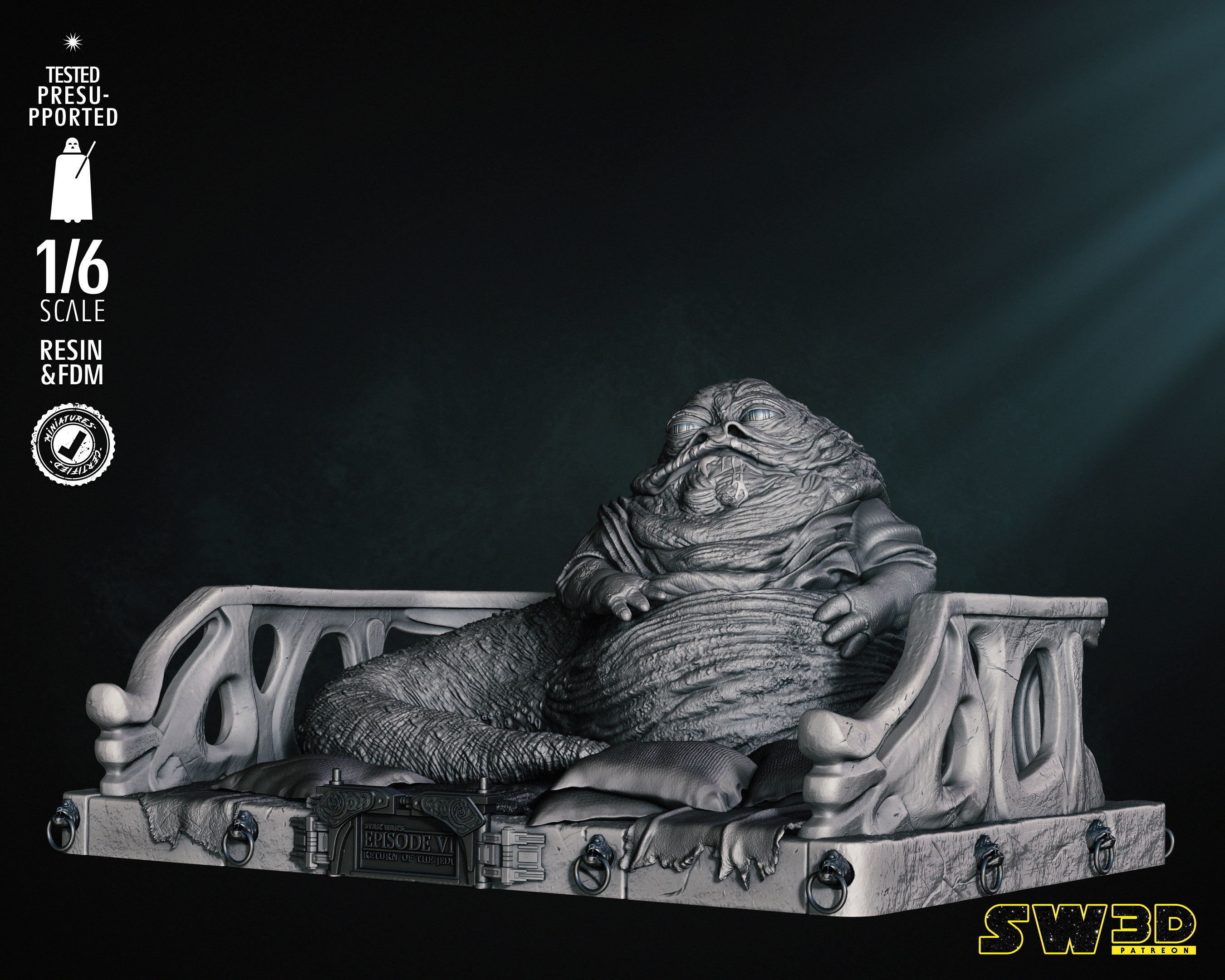 STAR WARS Jabba Sculpture Tested for 3D printing 3D print model_9