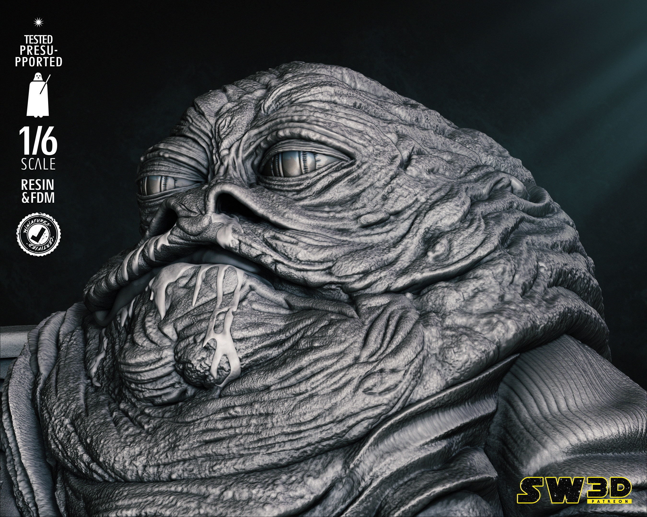 STAR WARS Jabba Sculpture Tested for 3D printing 3D print model_35