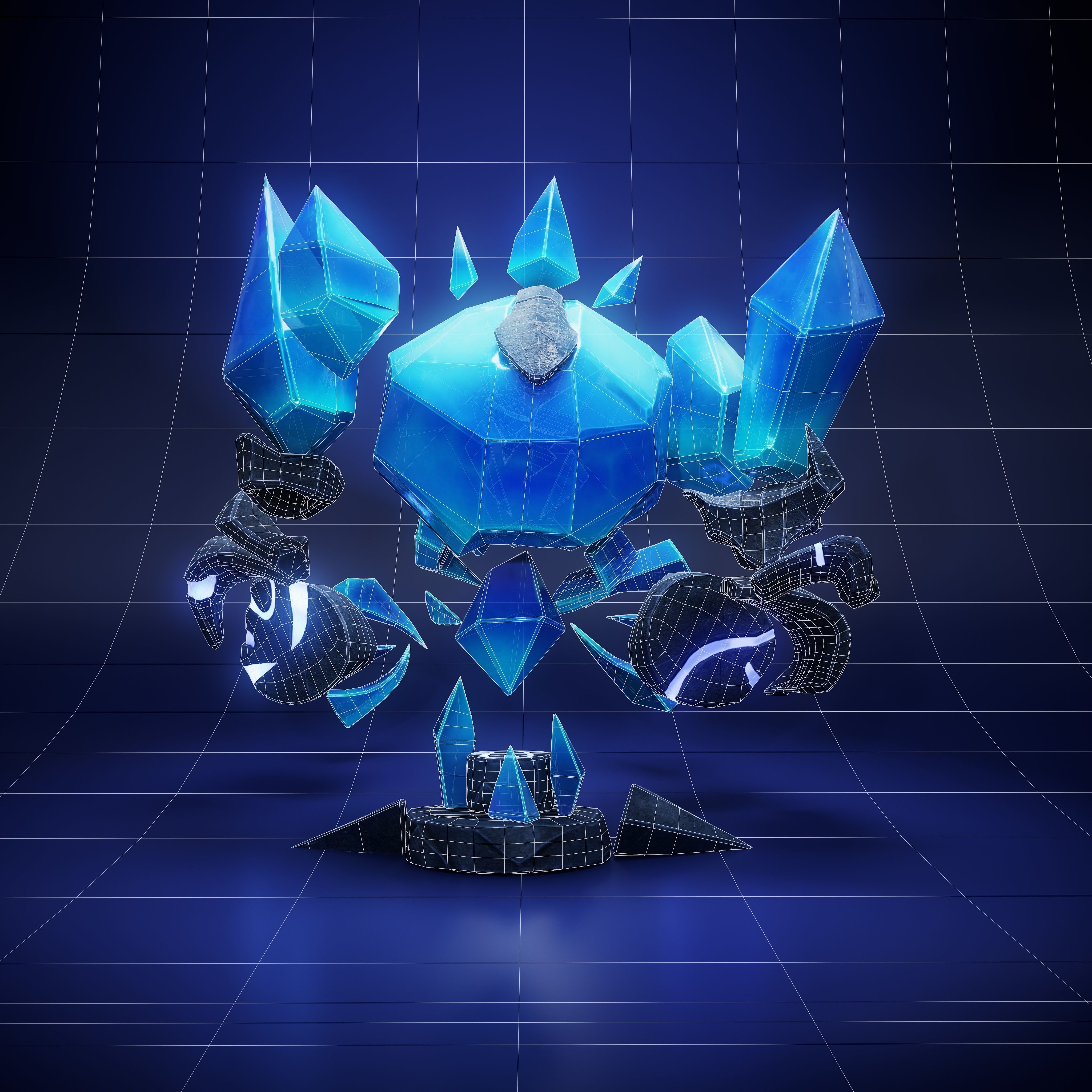 Icebronze - Golem Low-poly 3D model_7