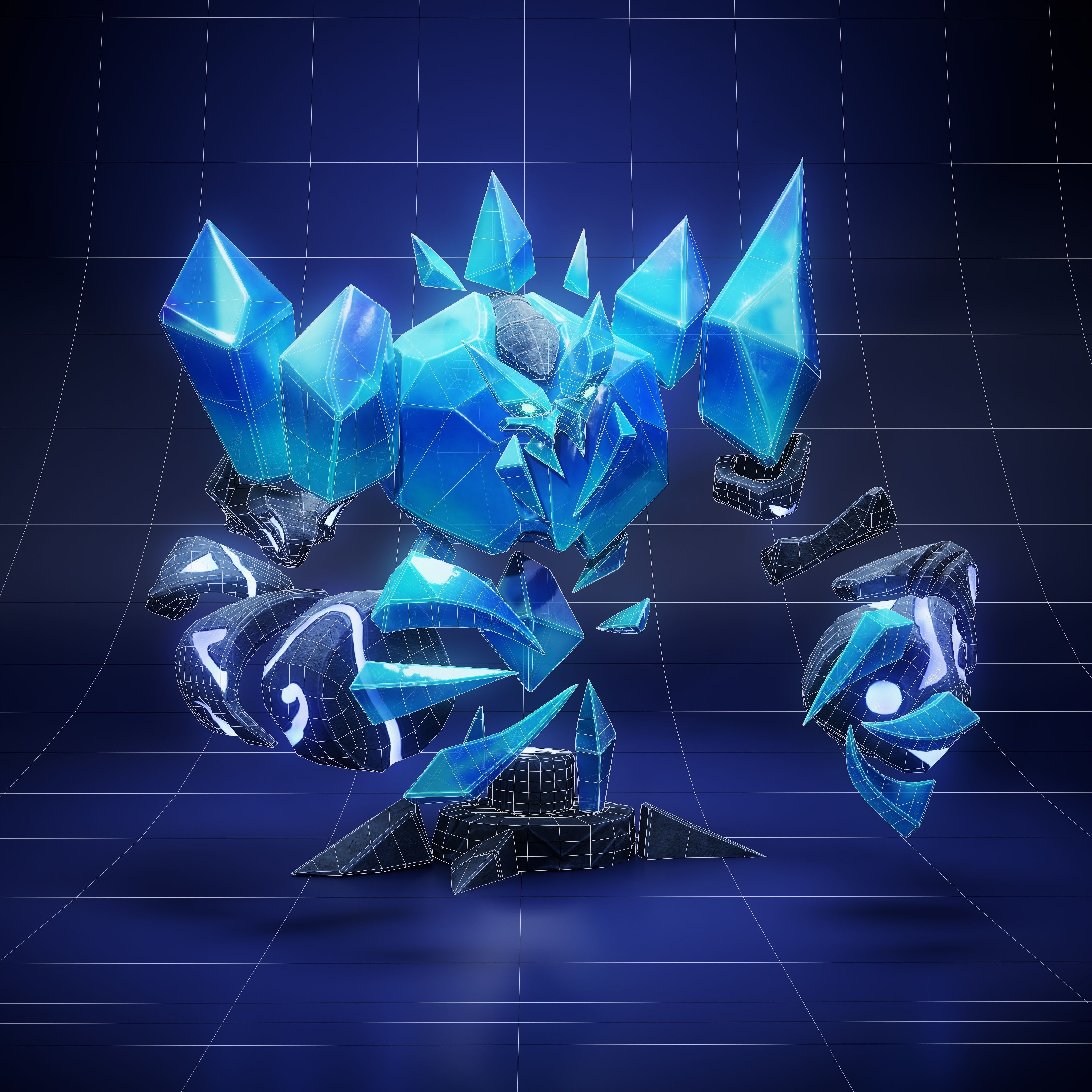 Icebronze - Golem Low-poly 3D model_6