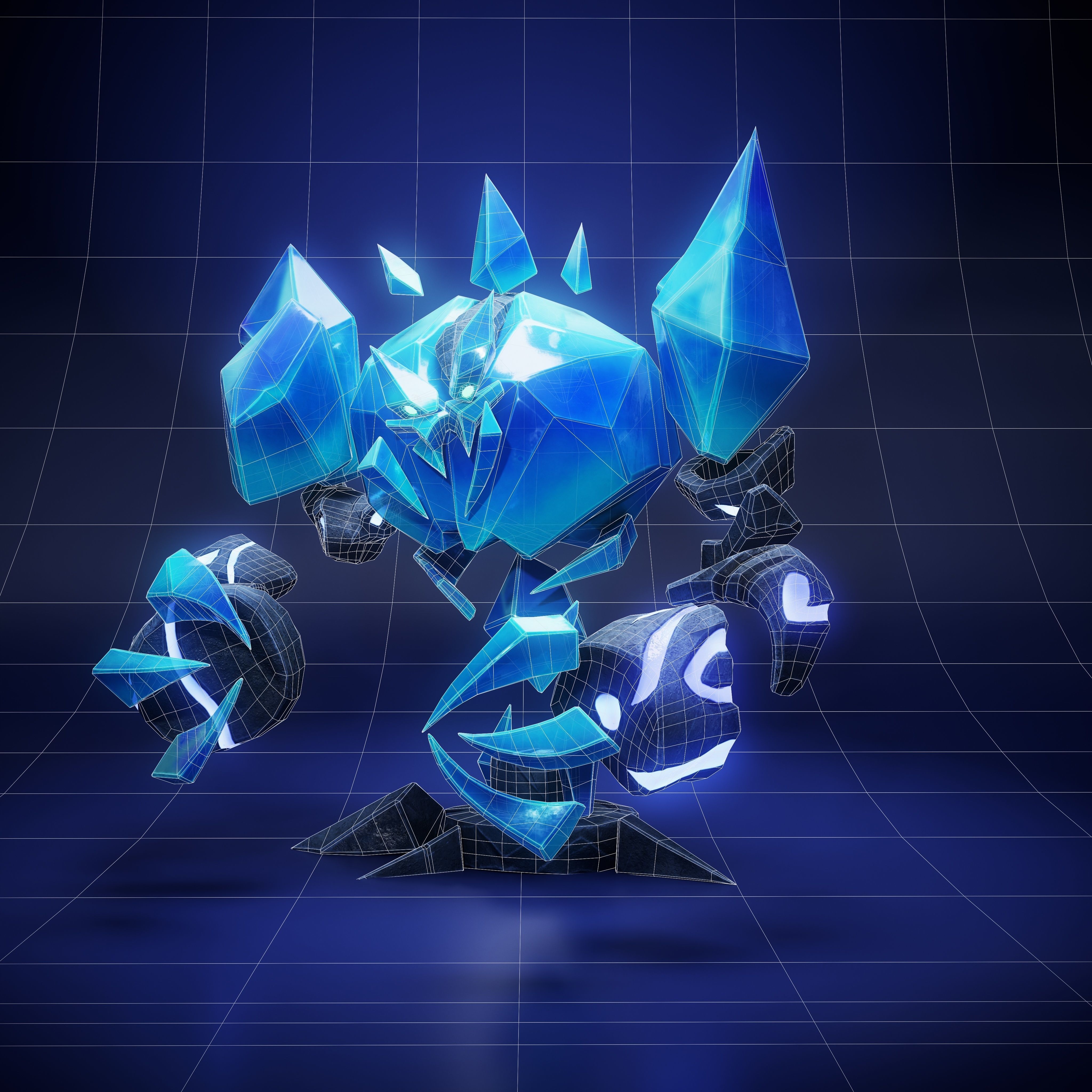 Icebronze - Golem Low-poly 3D model_9