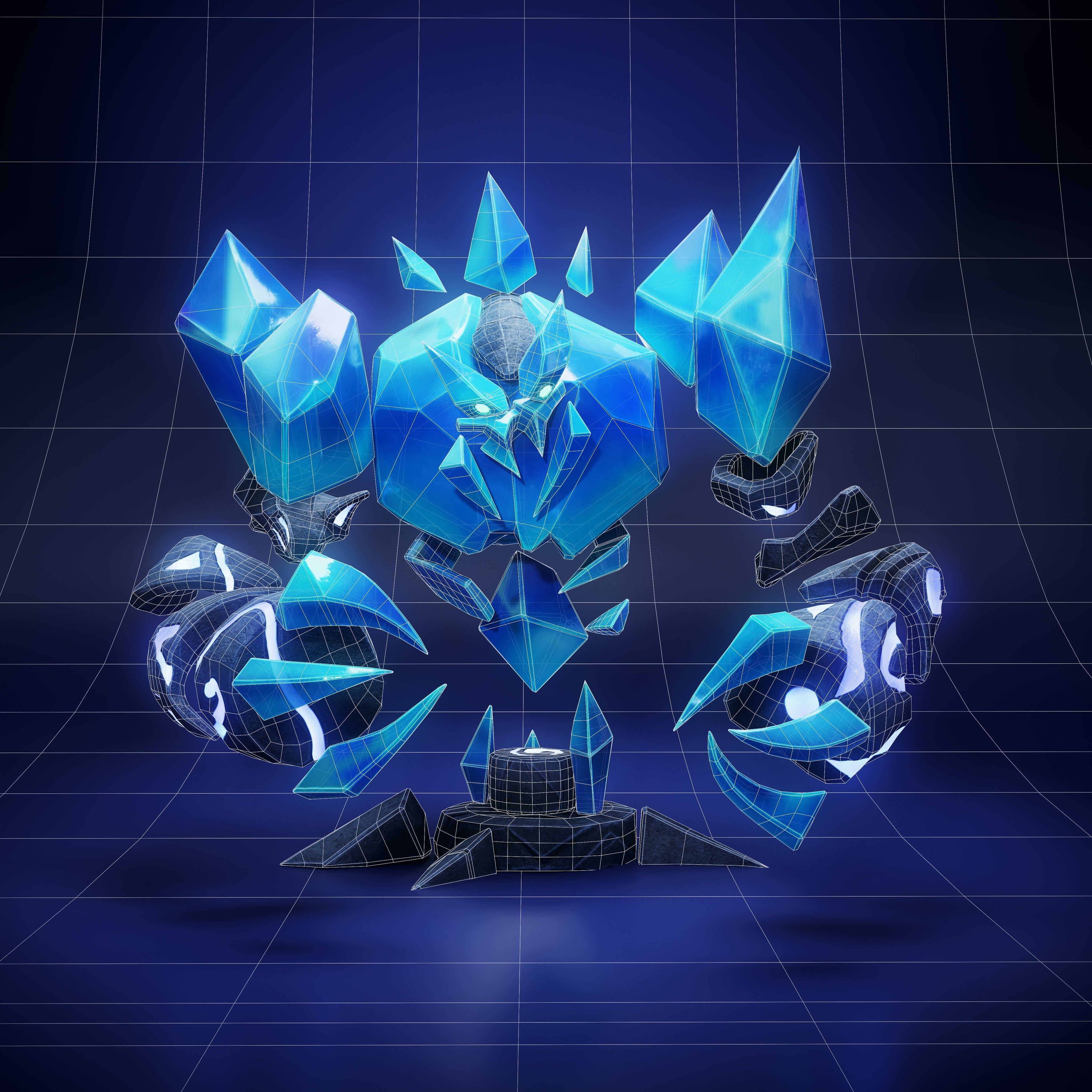 Icebronze - Golem Low-poly 3D model_5