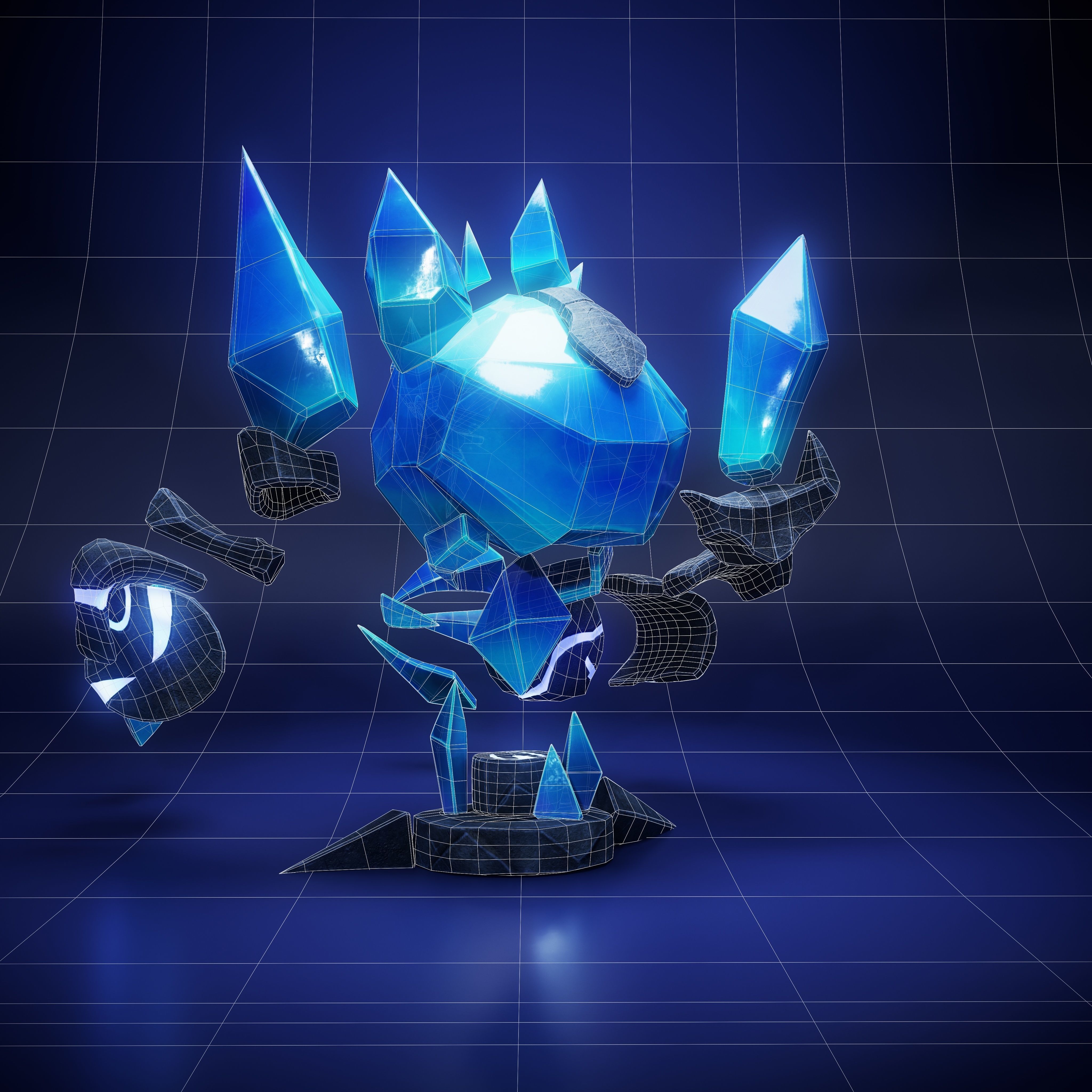 Icebronze - Golem Low-poly 3D model_8