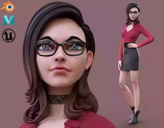 Cartoon Girl Rig Ver 2 Low-poly 3D model