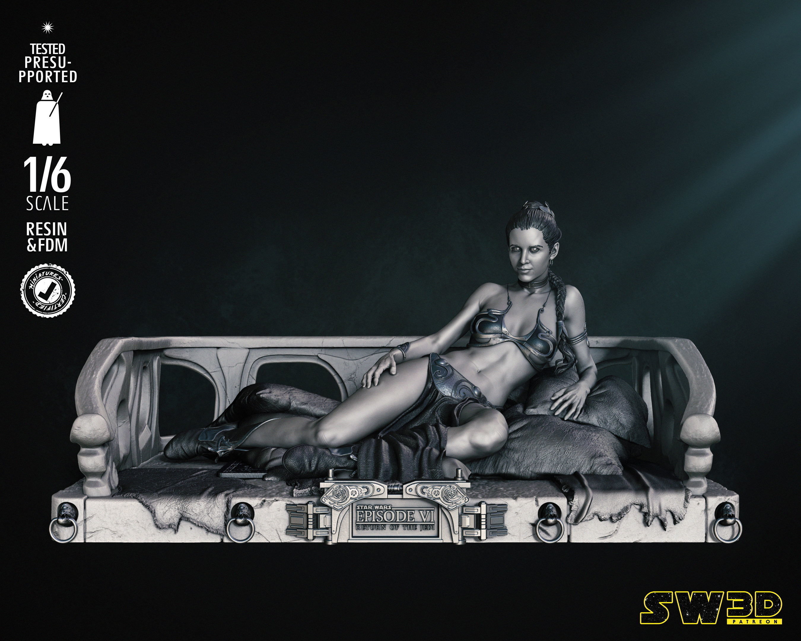 STAR WARS Leia Bikini Sculpture Tested for 3D printing 3D print model_1