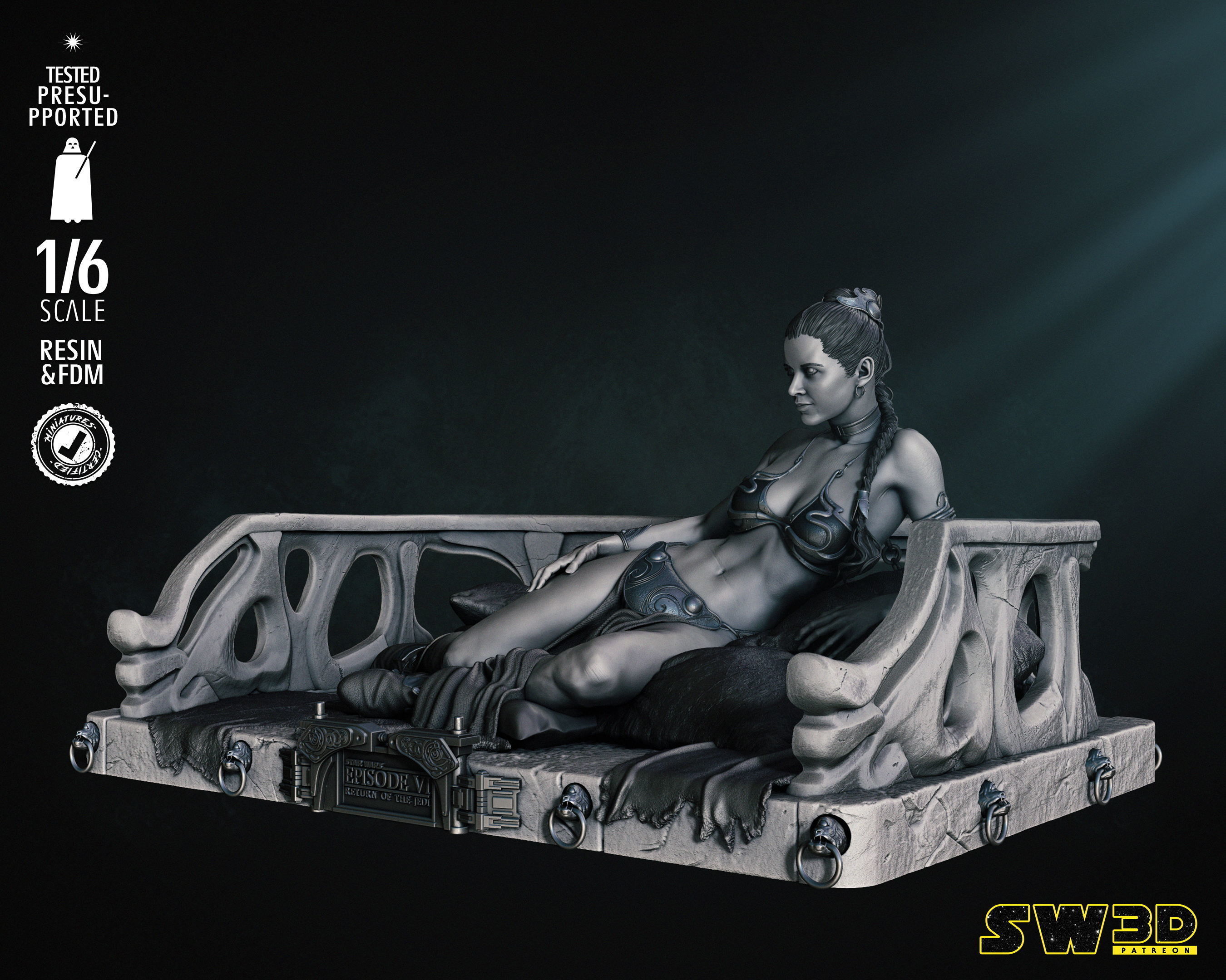 STAR WARS Leia Bikini Sculpture Tested for 3D printing 3D print model_5
