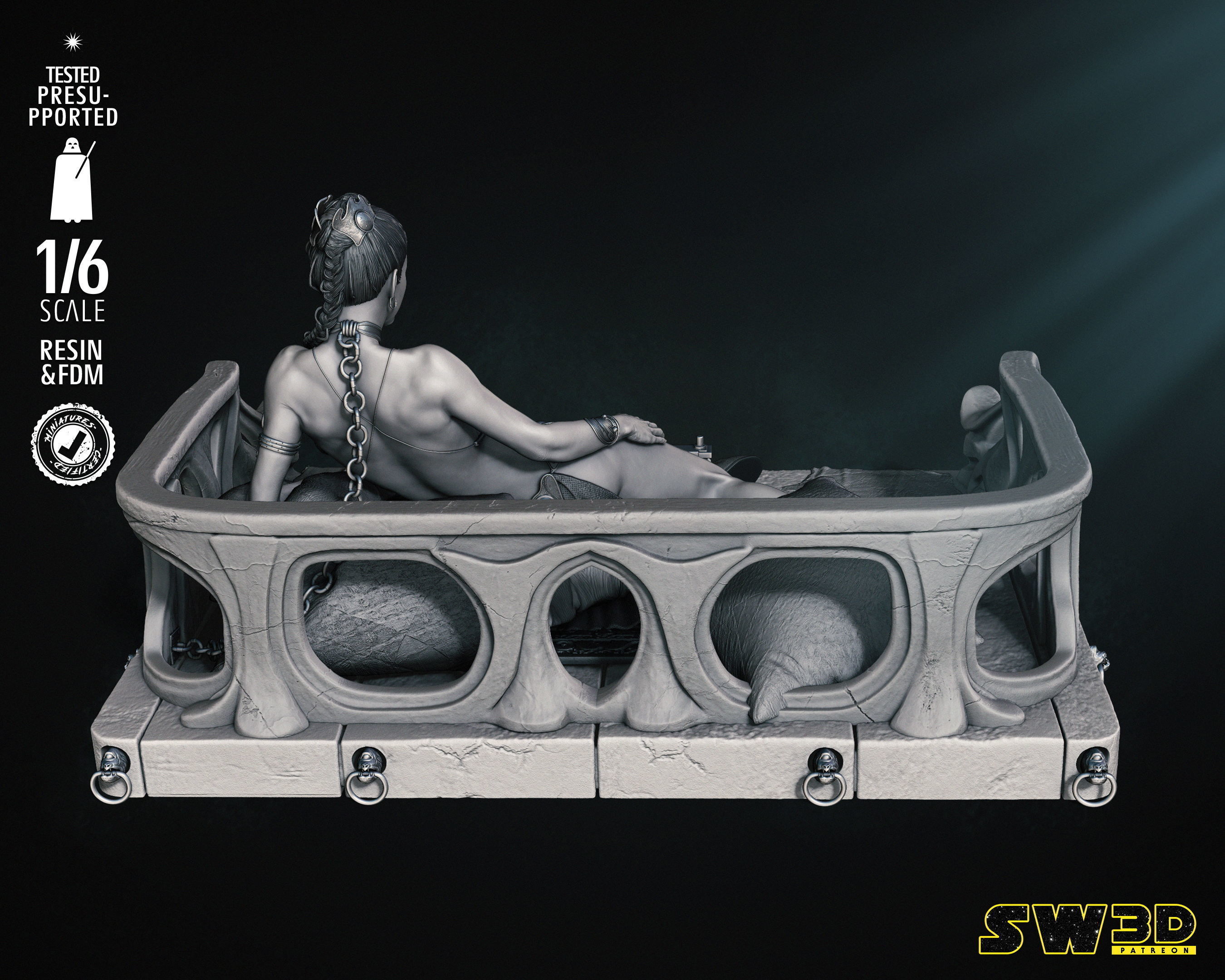 STAR WARS Leia Bikini Sculpture Tested for 3D printing 3D print model_11