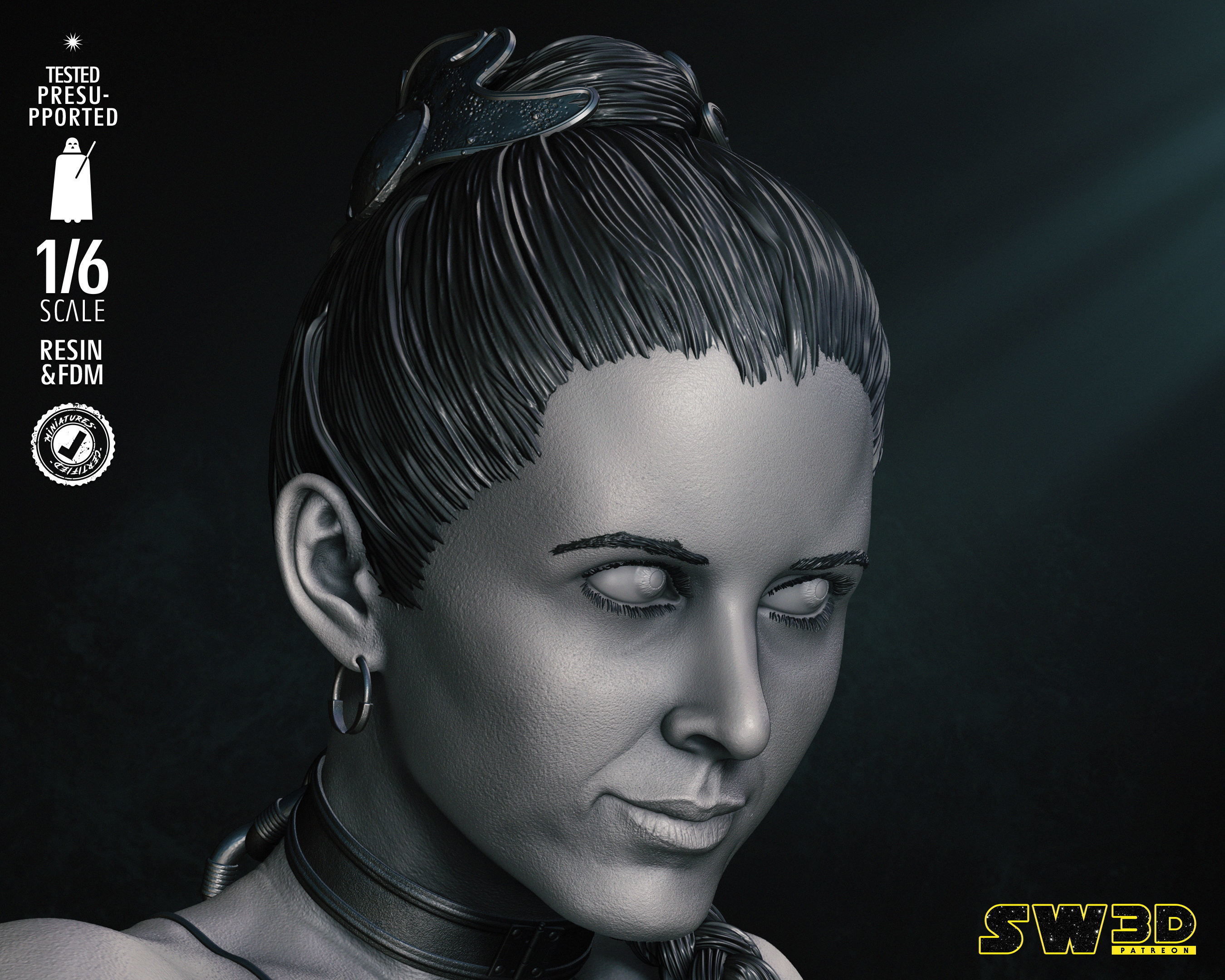 STAR WARS Leia Bikini Sculpture Tested for 3D printing 3D print model_33