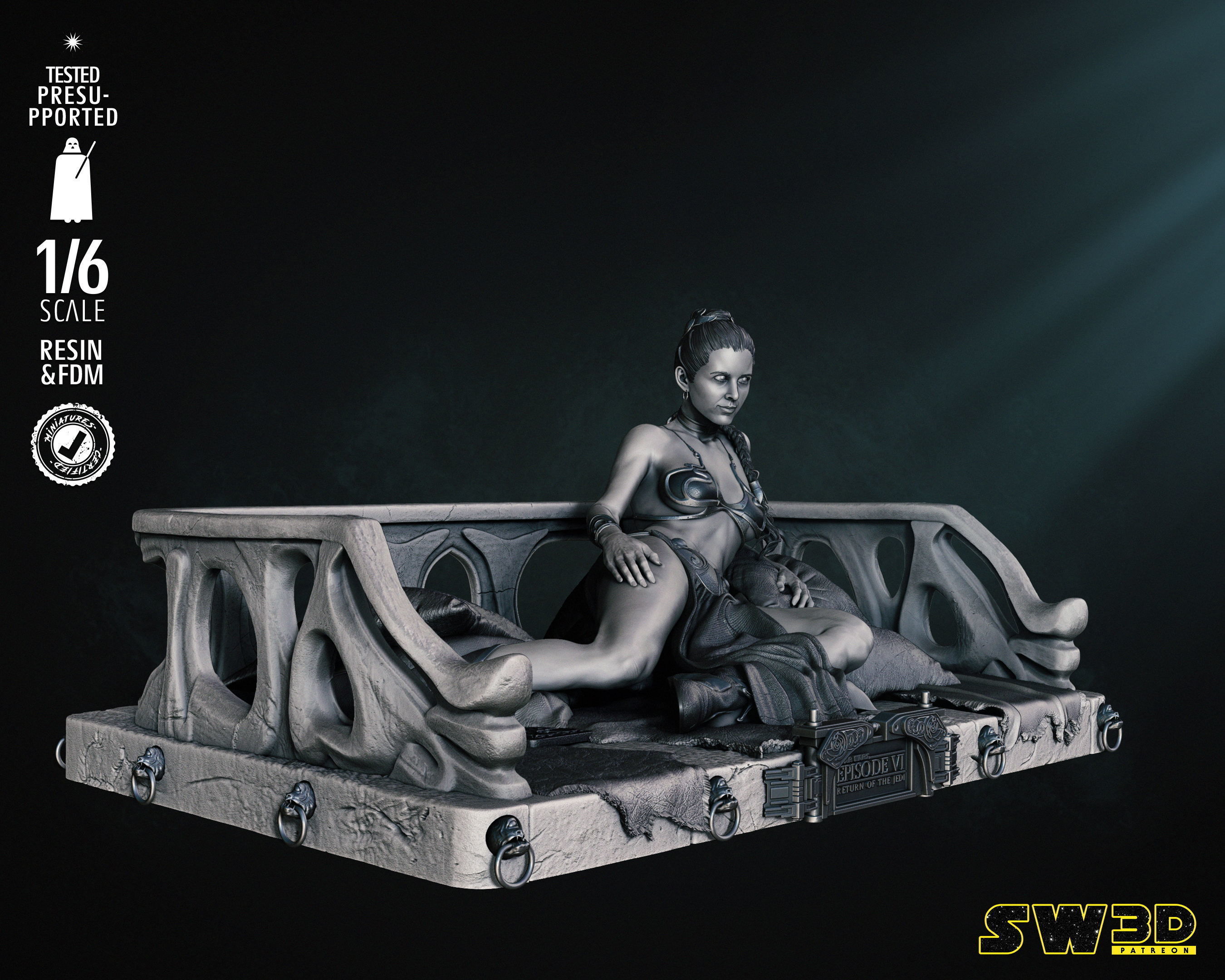 STAR WARS Leia Bikini Sculpture Tested for 3D printing 3D print model_15