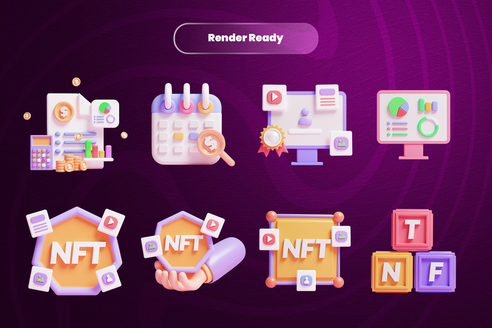 Online Business 3d Illustration  Icon Pack 3D model_1