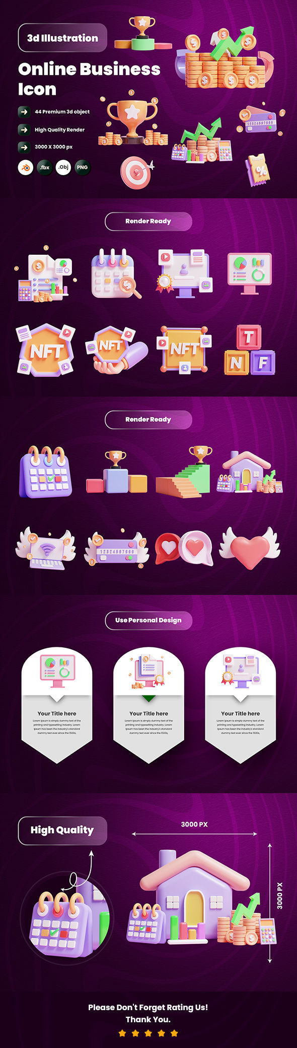 Online Business 3d Illustration  Icon Pack 3D model_5