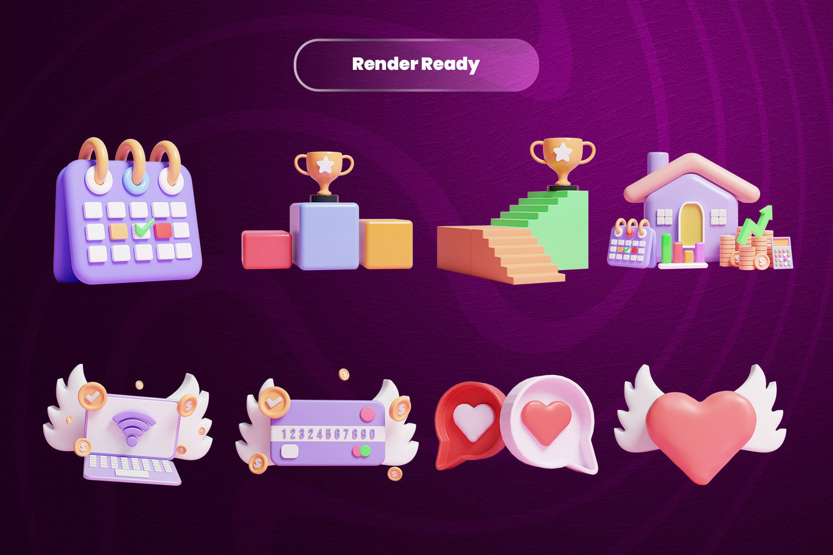 Online Business 3d Illustration  Icon Pack 3D model_2