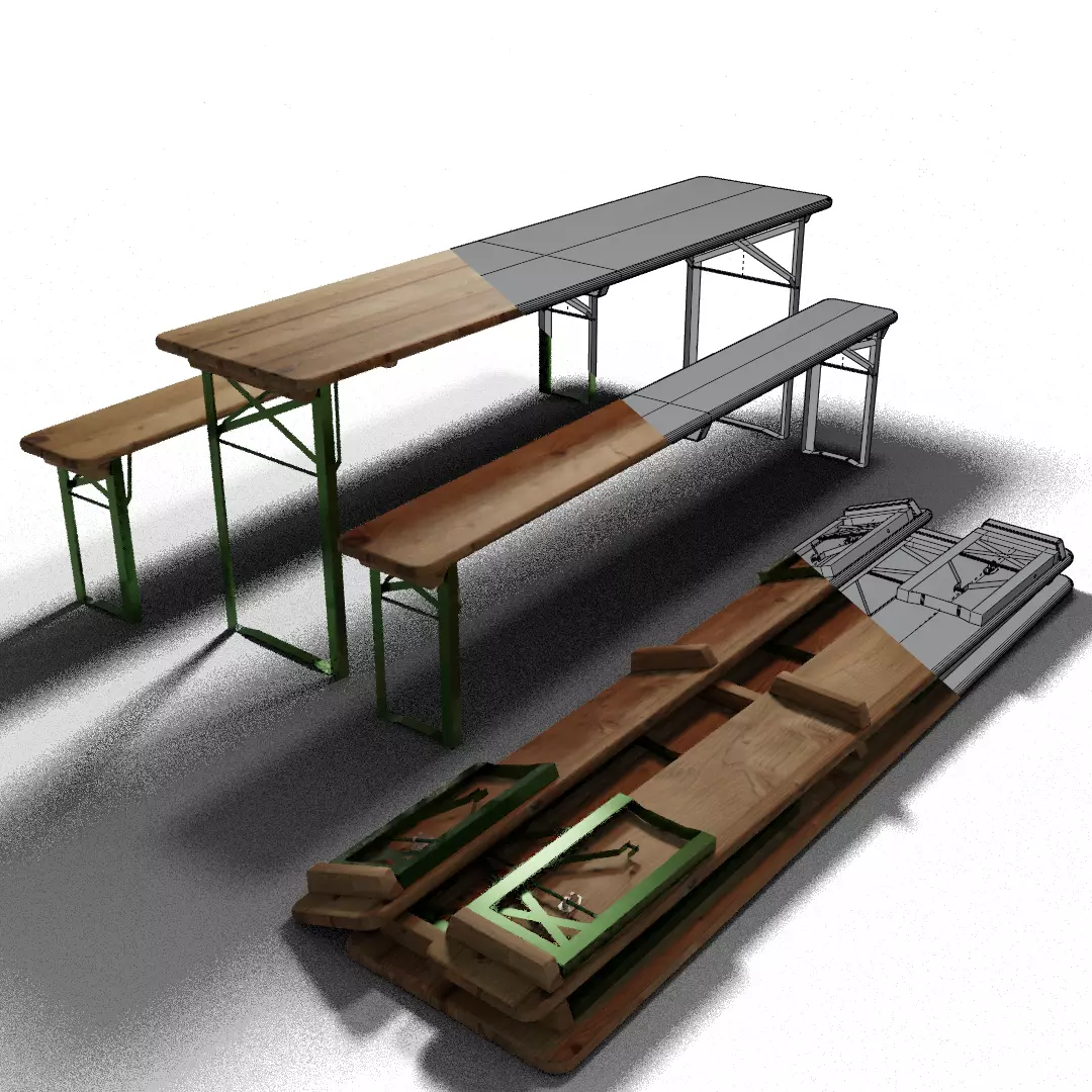 Biertischgarnitur I German Outdoor Beer Furniture Free 3D model
