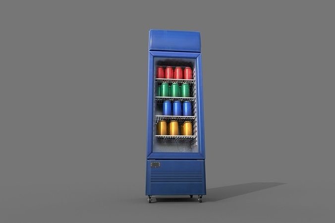 Cool stand fridge set with cans include brand and blank model Low-poly 3D model 7