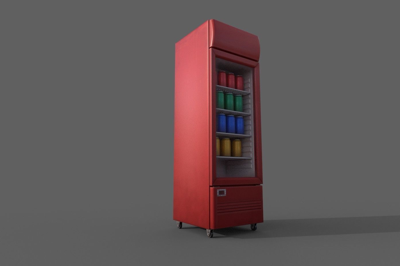 Cool stand fridge set with cans include brand and blank model Low-poly 3D model_14